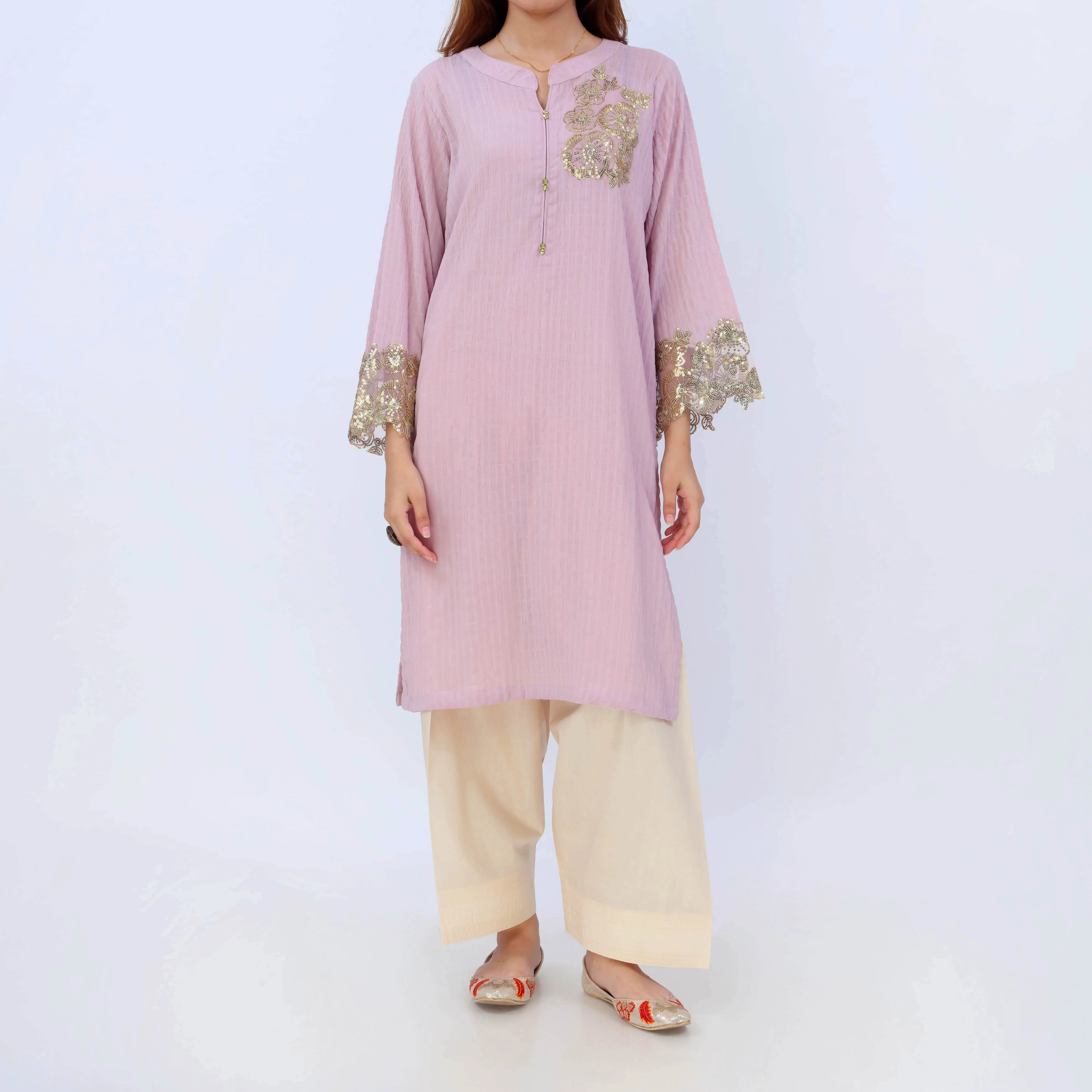 1PC- Crincle Georget Chiffon Shirt PS5387 - Image 2