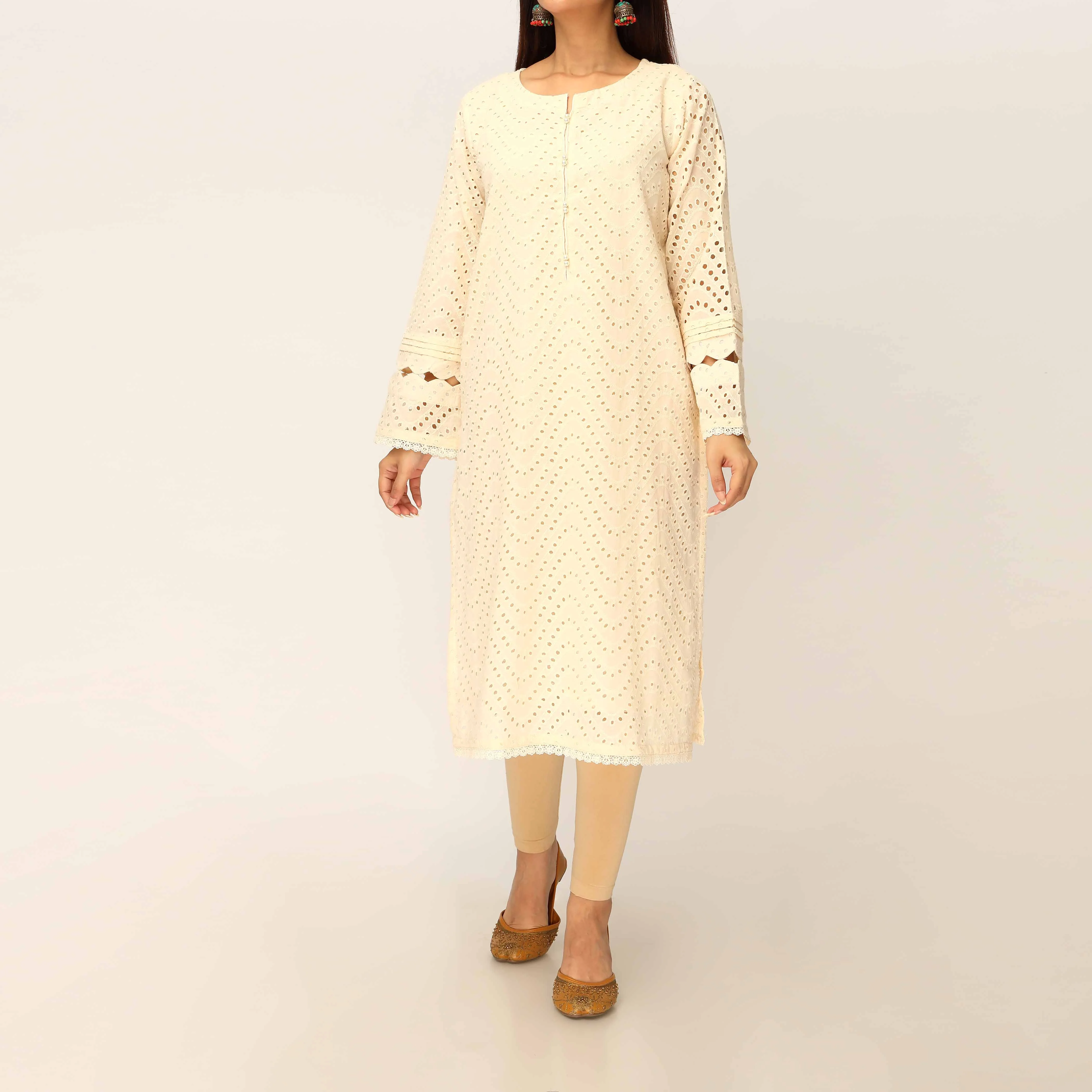 1PC- Schiffli Chikan Lawn Shirt PS5287