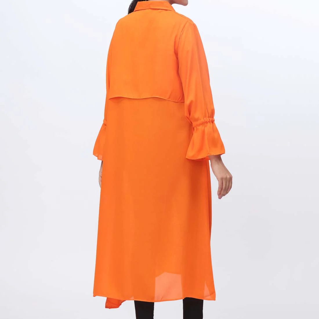 1PC- Solid Georgette Long Shirt PW3296 - Image 3