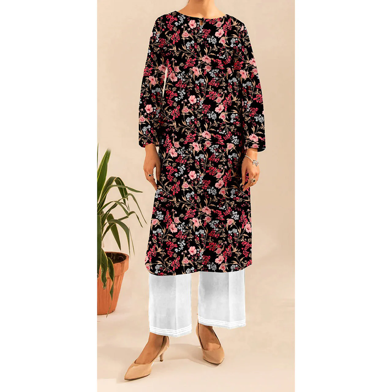 1PC- Unstitched Digital Printed Blended Cotton Shirt US5062