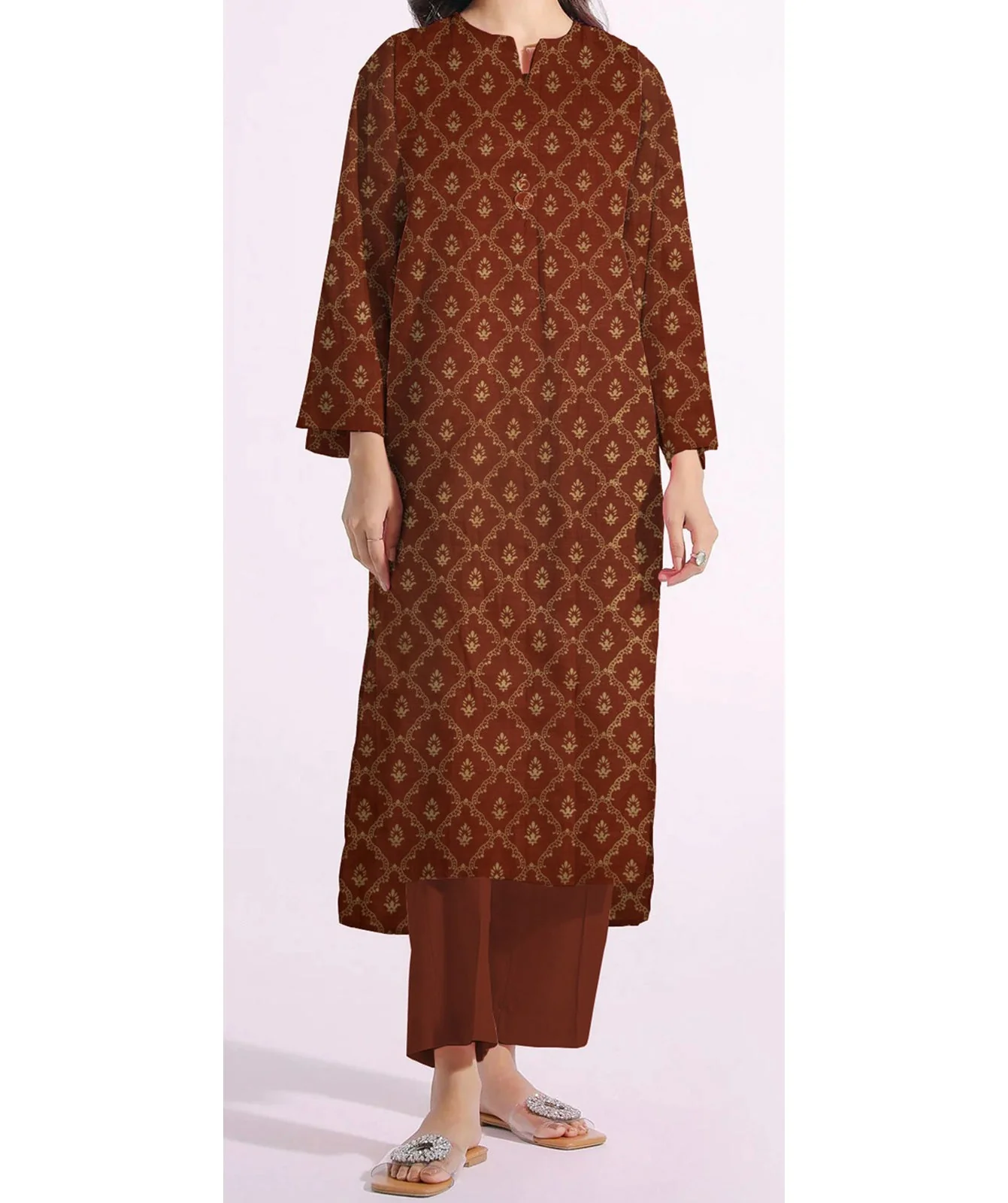 1PC- Unstitched Screen Printed Cotton Shirt US5251