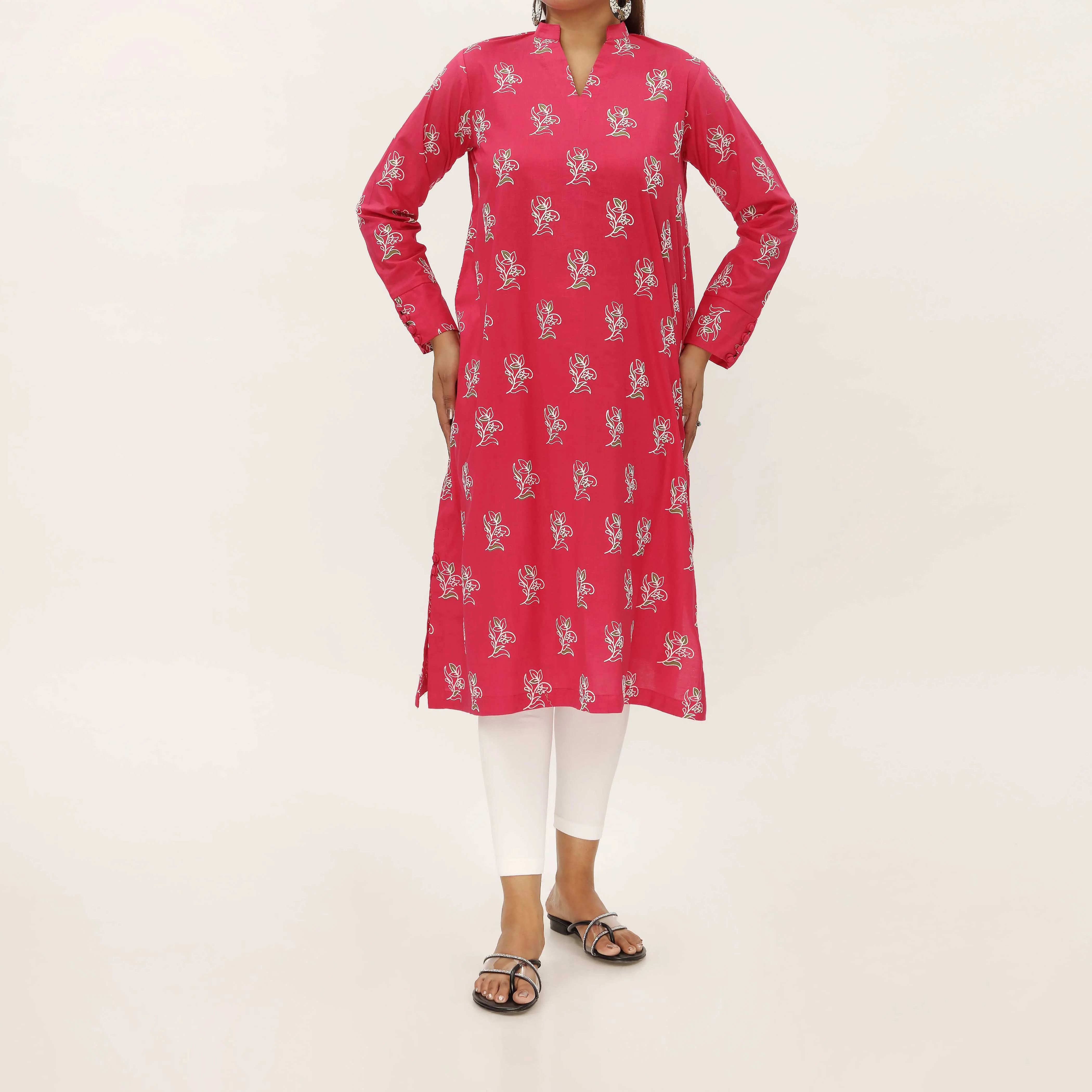 1PC- Unstitched Screen Printed Cotton Shirt US5317