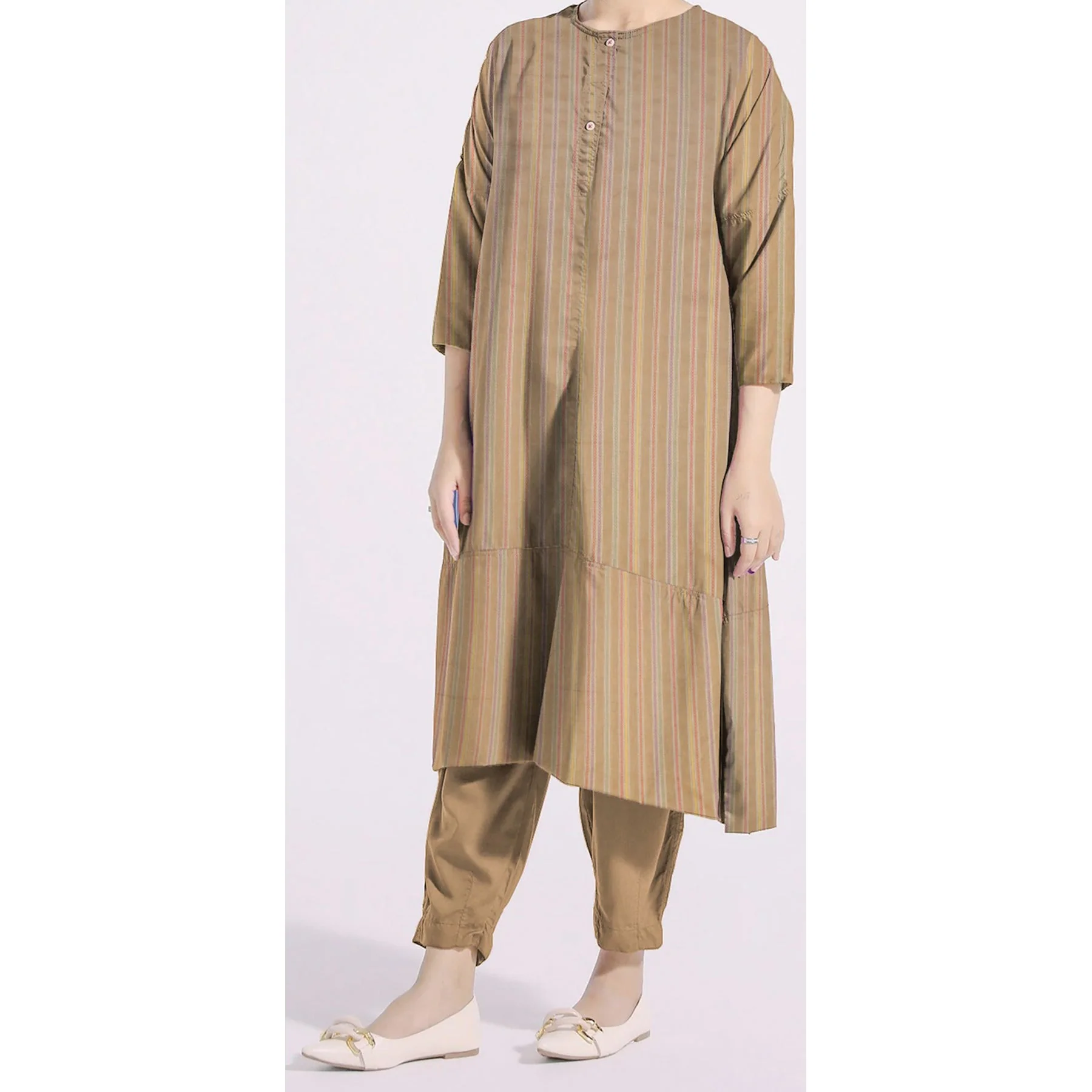 1PC- Unstitched Screen Printed Cotton Suit US5126
