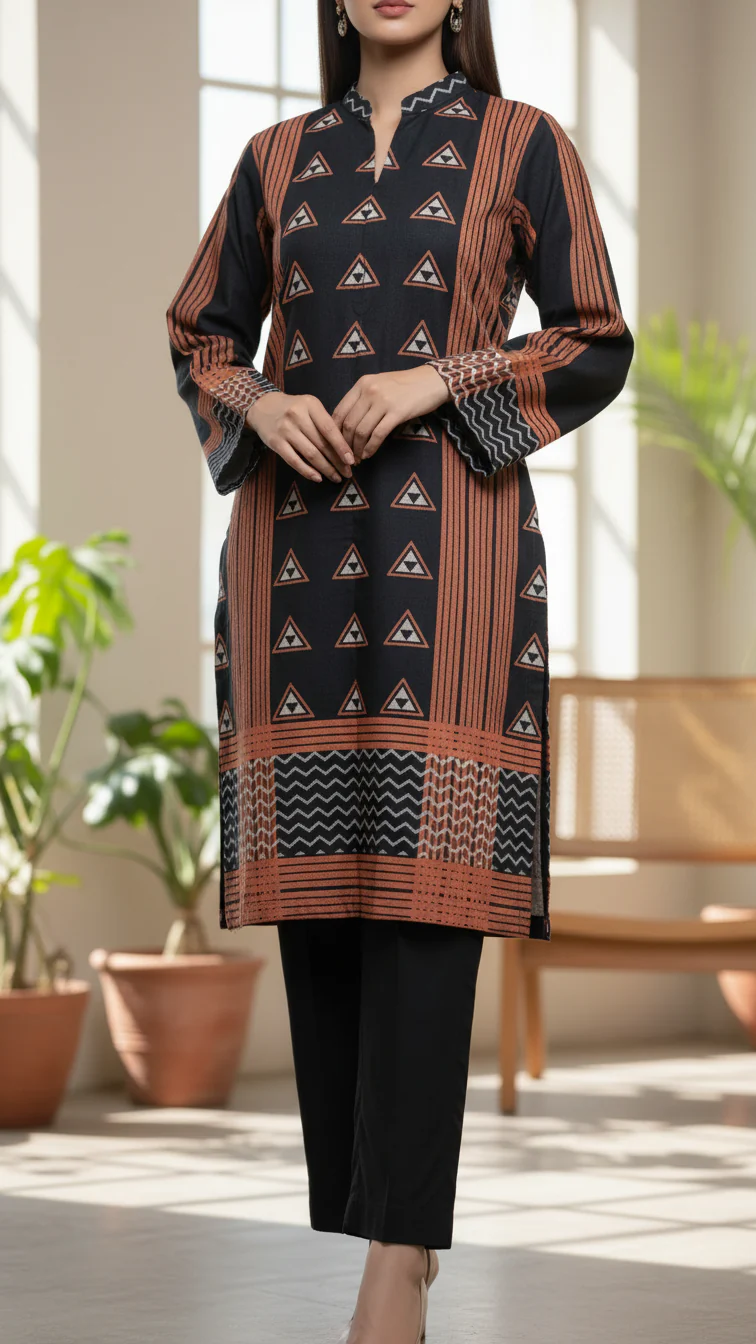 2 PC Digital Printed Slub Khaddar Suit PW5329