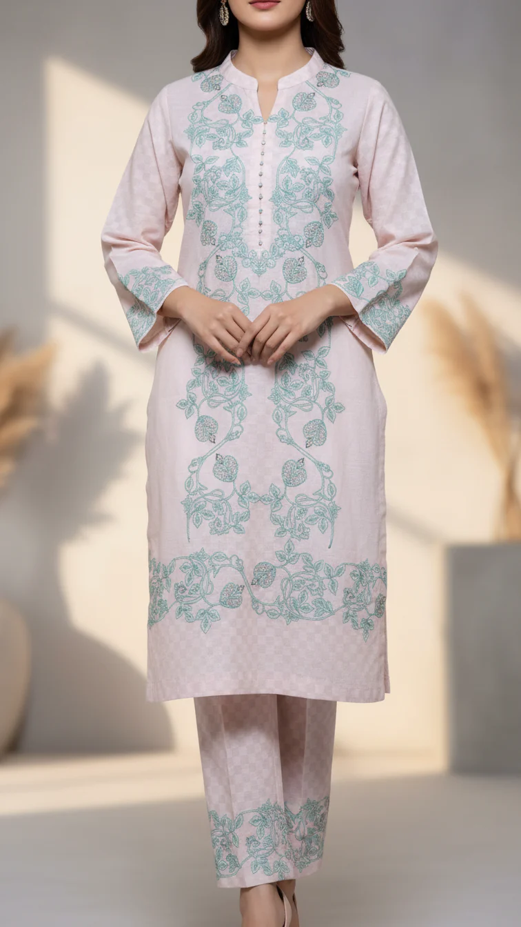 2 PC Digital Printed Slub Khaddar Suit PW5340