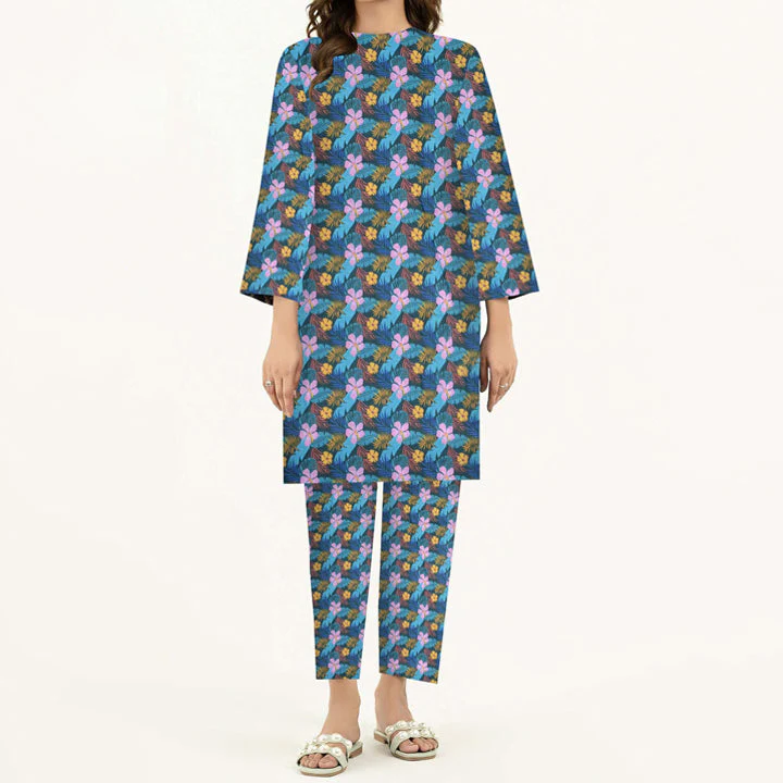 2PC- Unstitched Digital Printed Cambric Suit PW3444