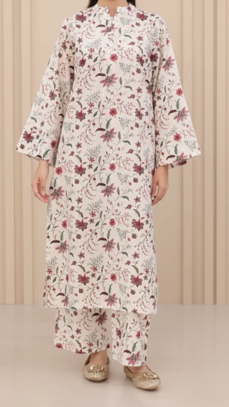 2PC Digital Printed Cotton Cambric Co-Ord Set PW5033