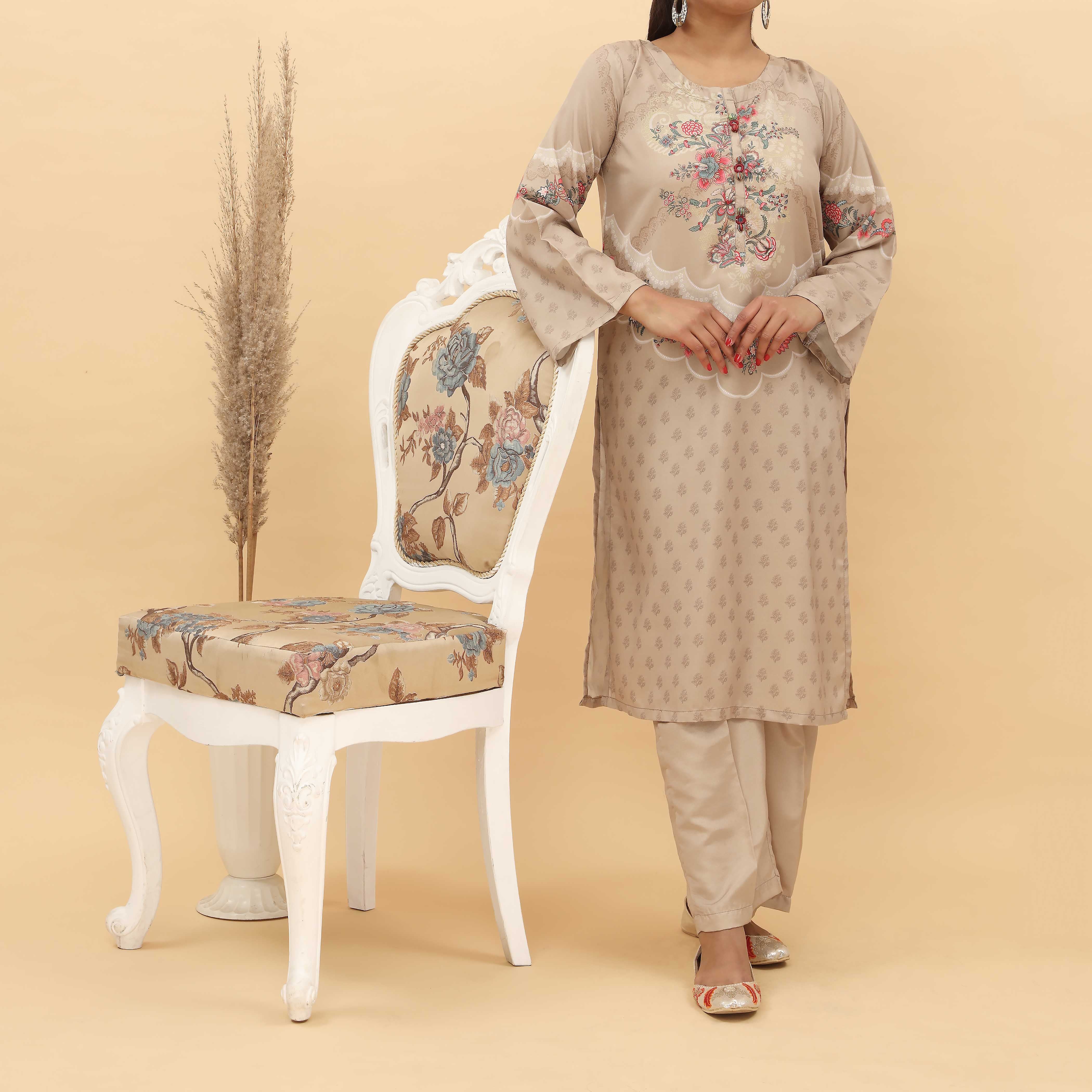2PC- Digital Printed Cotton Suit PS5183