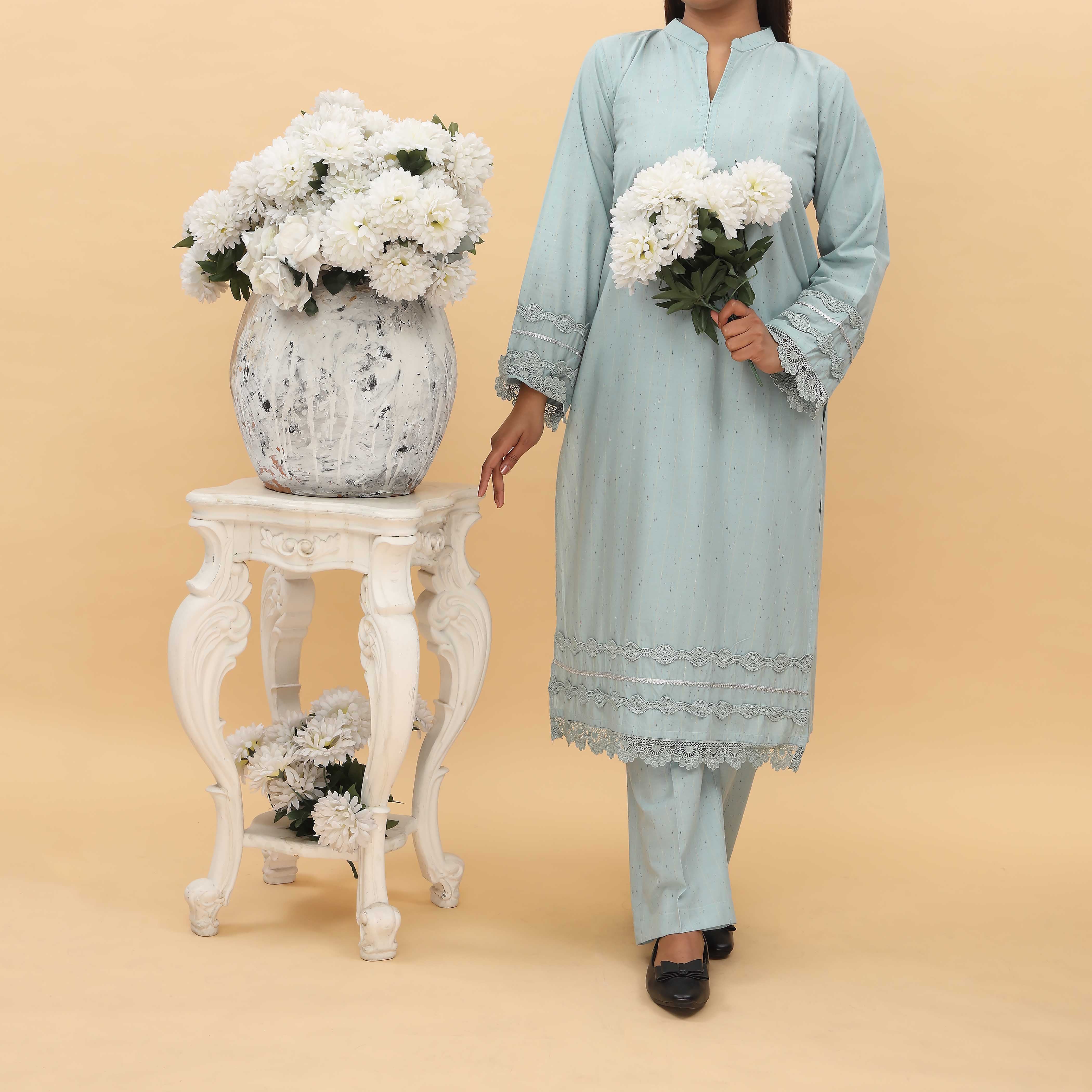 2PC- Embellished Cambric Cord Set PS5033
