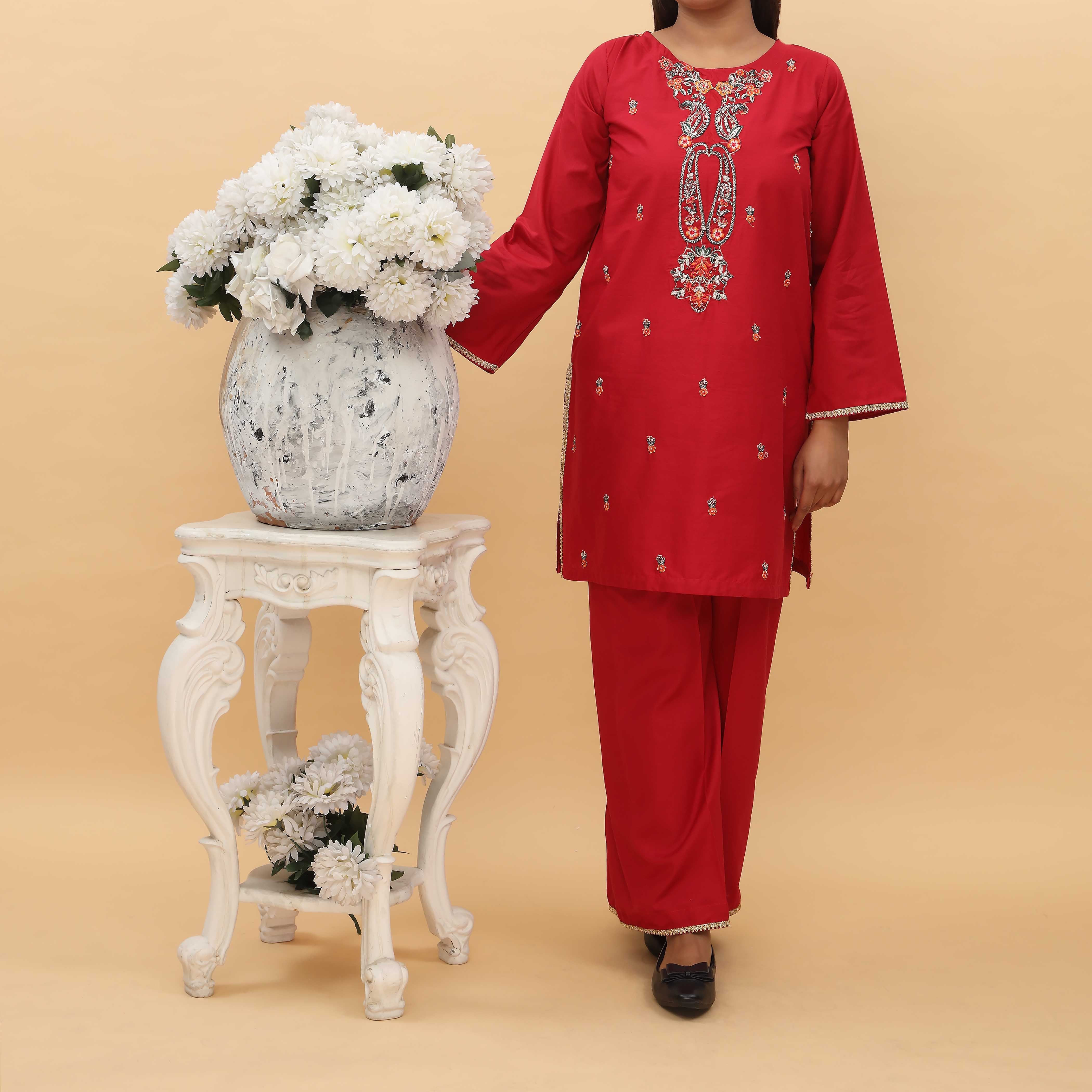 2PC- Embellished Cambric Cord Set PS5074