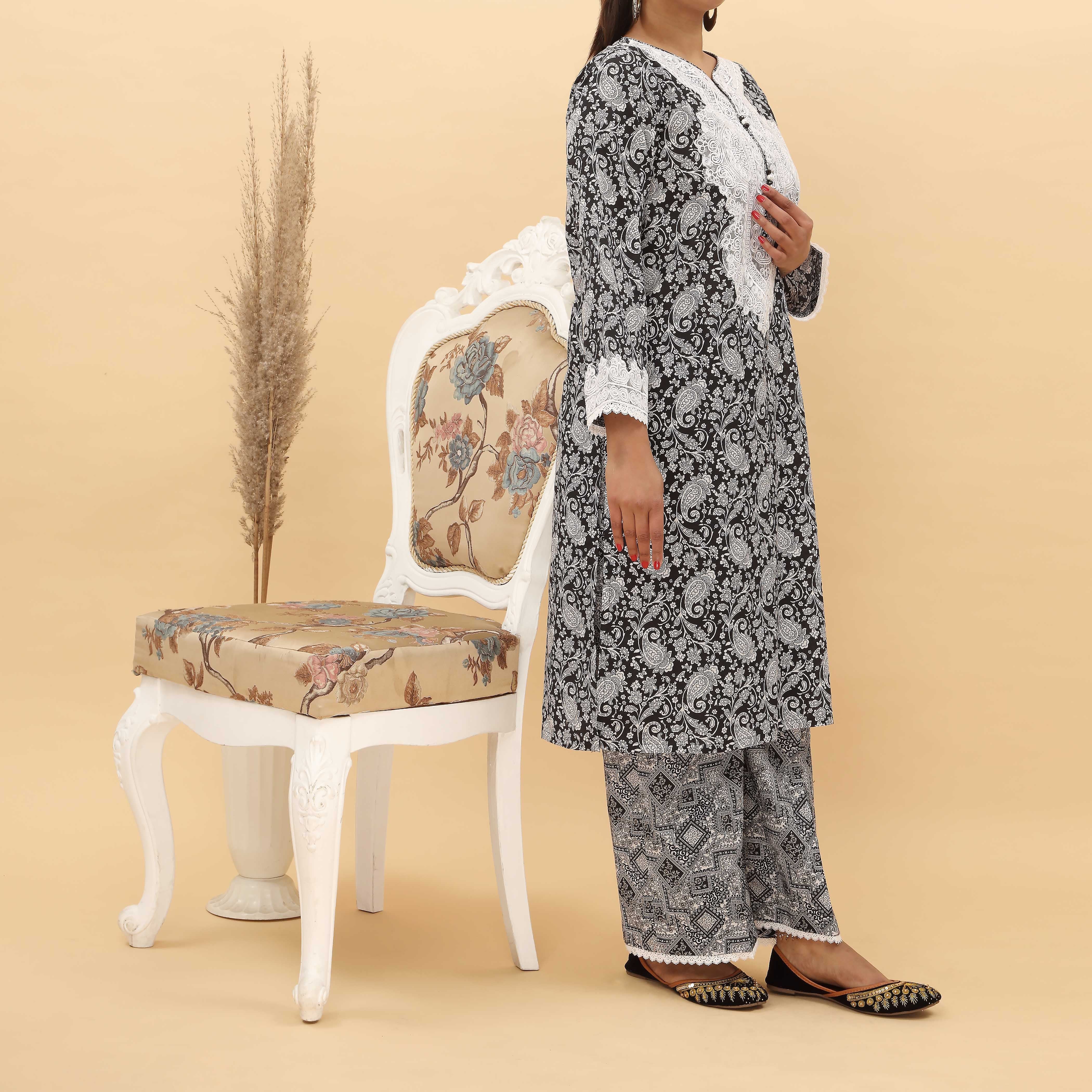 2PC- Embroidered Digital Printed Cotton Cambric Suit PS5133 - Image 2