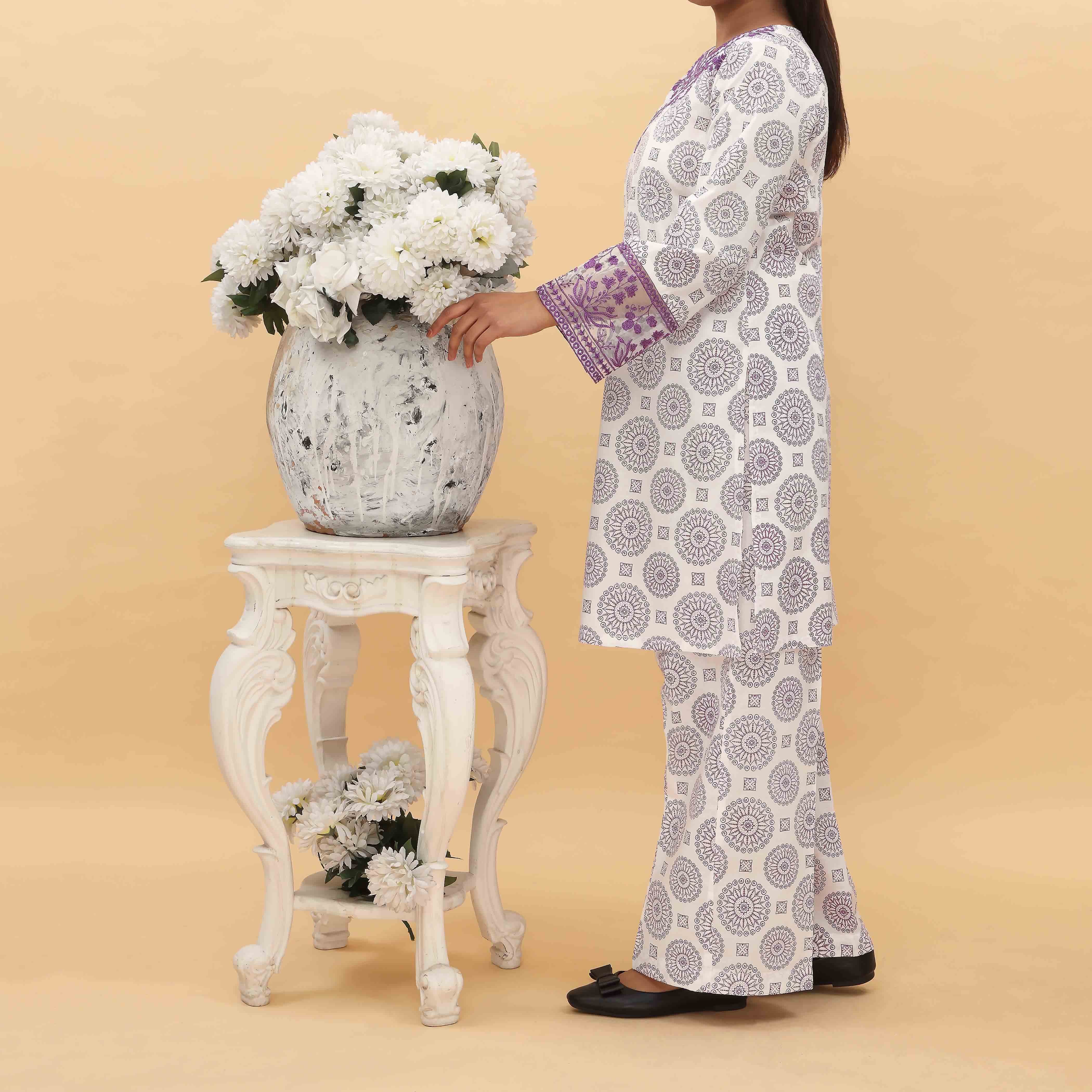 2PC- Printed Cambric Cord Set PS5049 - Image 2