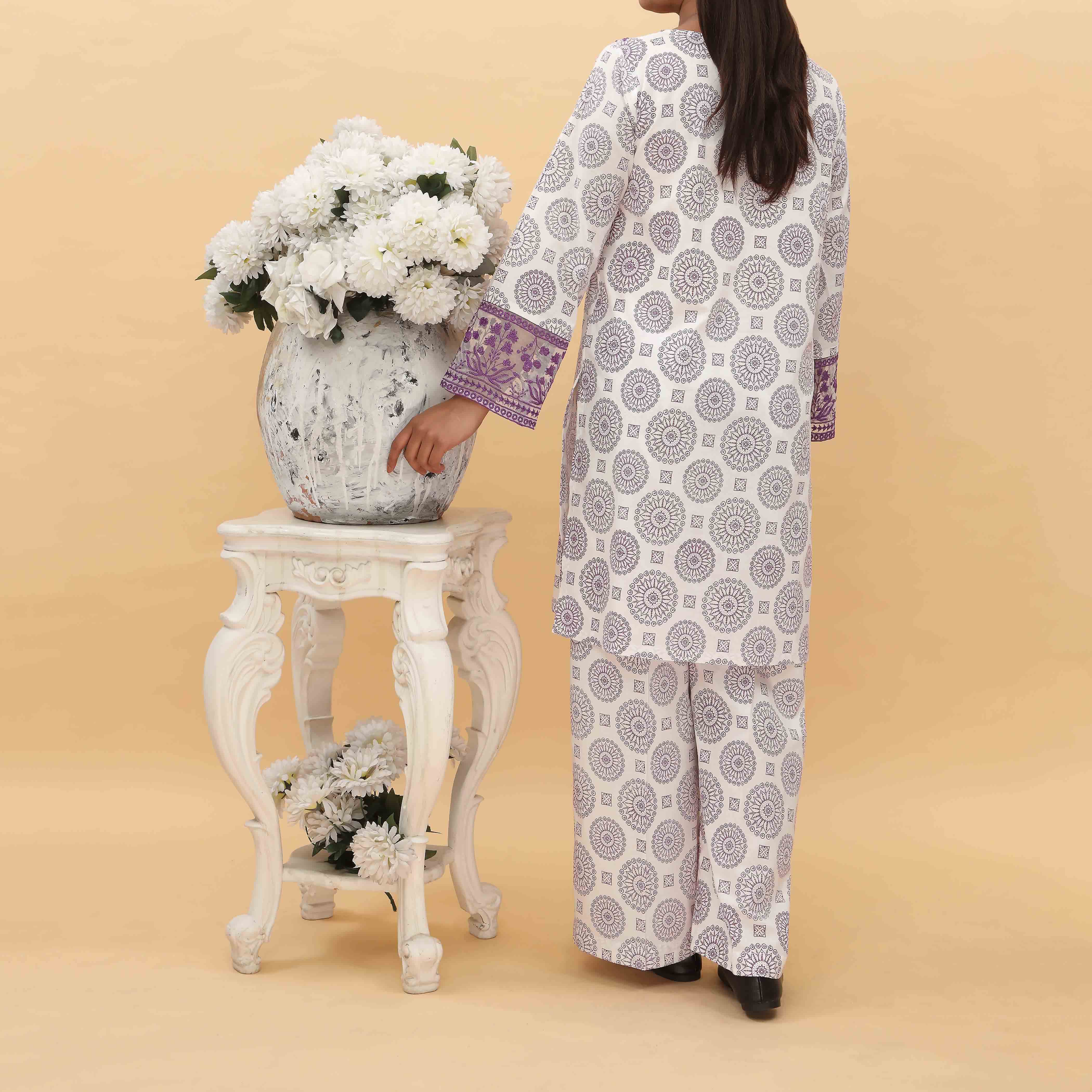 2PC- Printed Cambric Cord Set PS5049 - Image 3