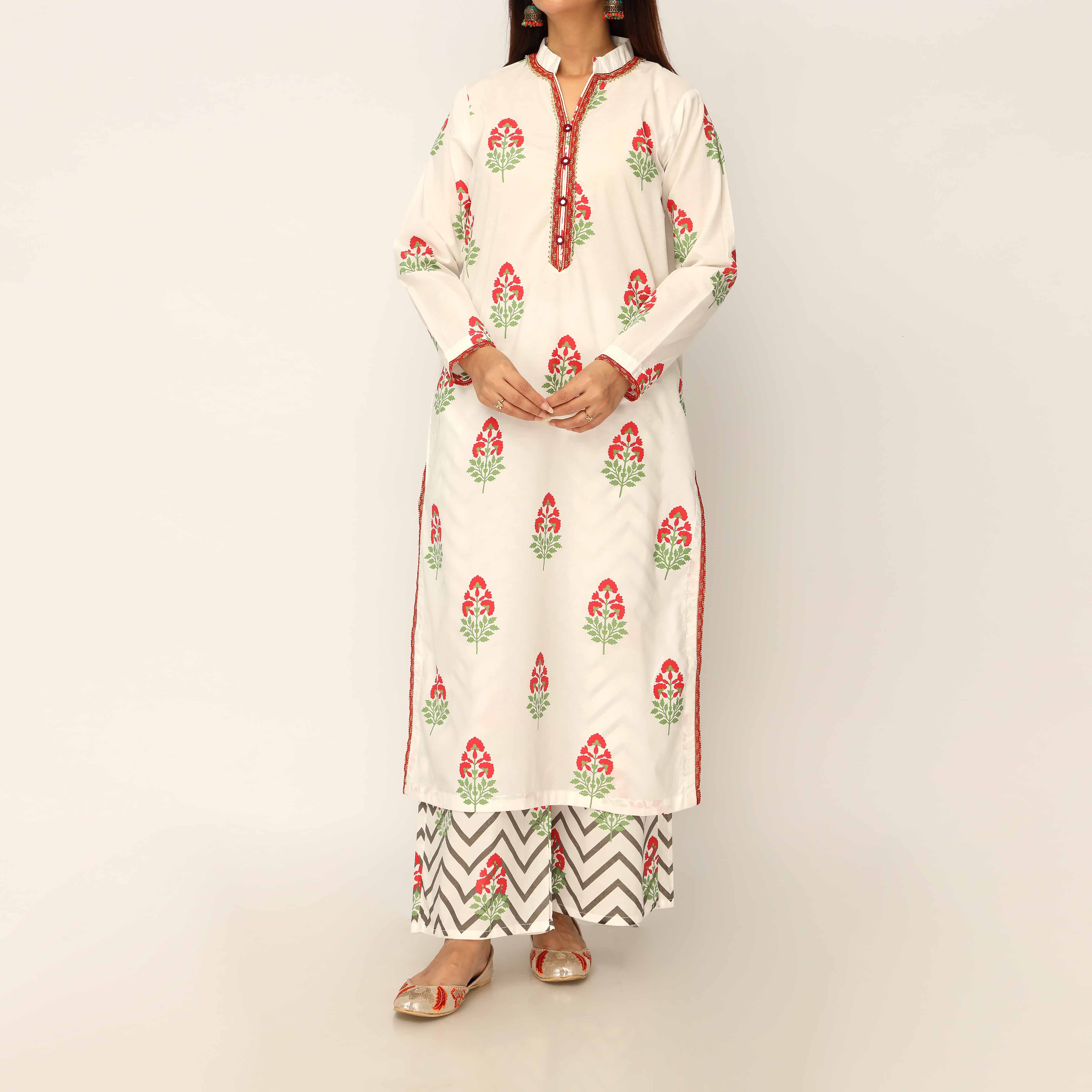 2PC- Screen Printed Cotton Cambric Suit PS5105