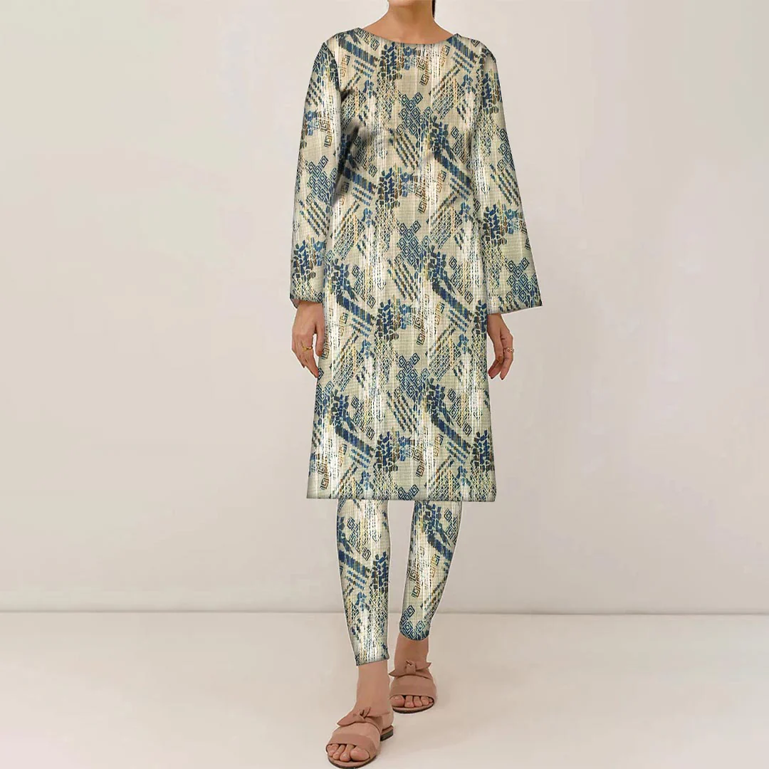 2PC- Unstitched Digital Printed Linen Suit PW9481
