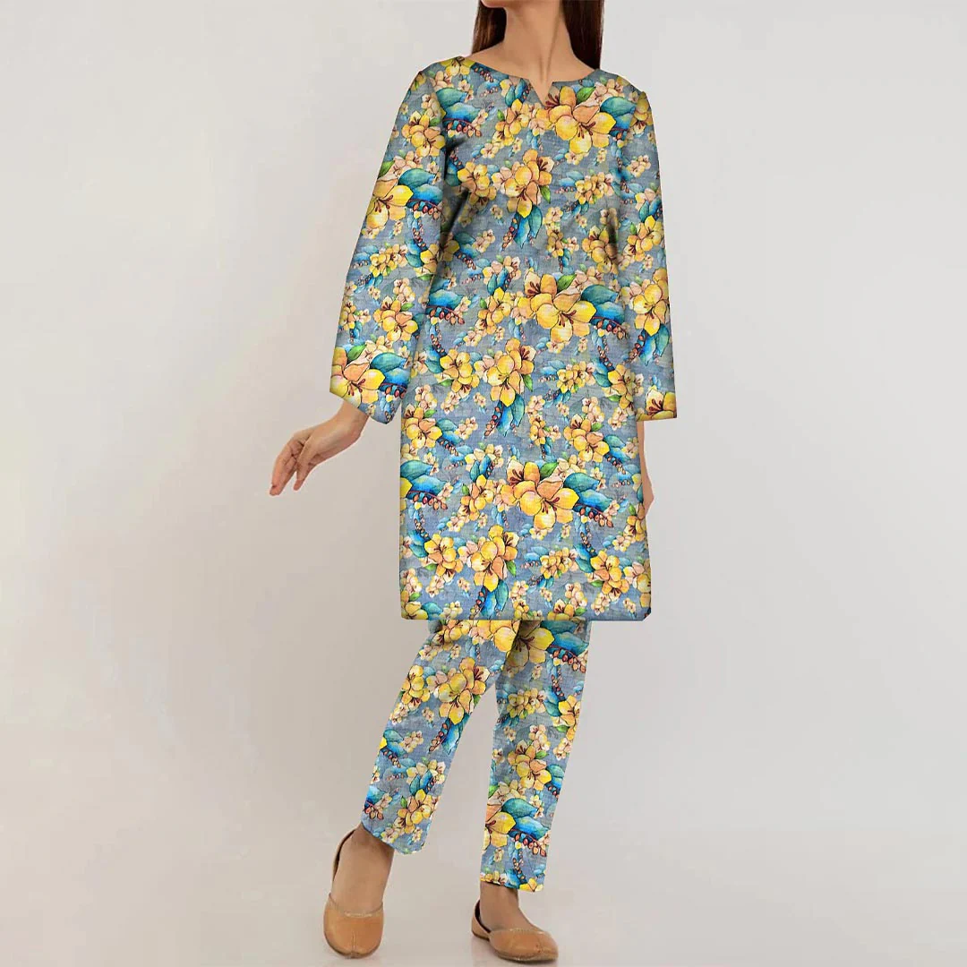 2PC- Unstitched Digital Printed Linen Suit PW9482