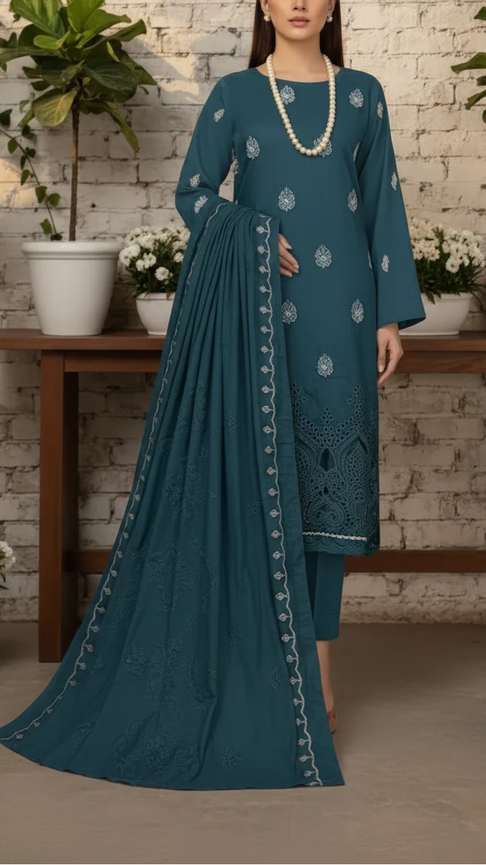 3PC Unstitched Embroidered Suit US5502