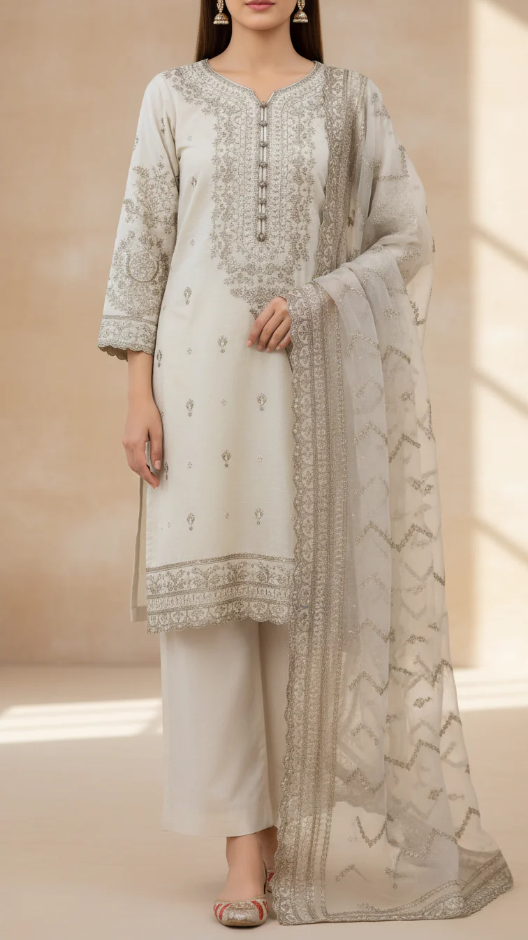 3 PC- Viscose Embellished Suit PF5065
