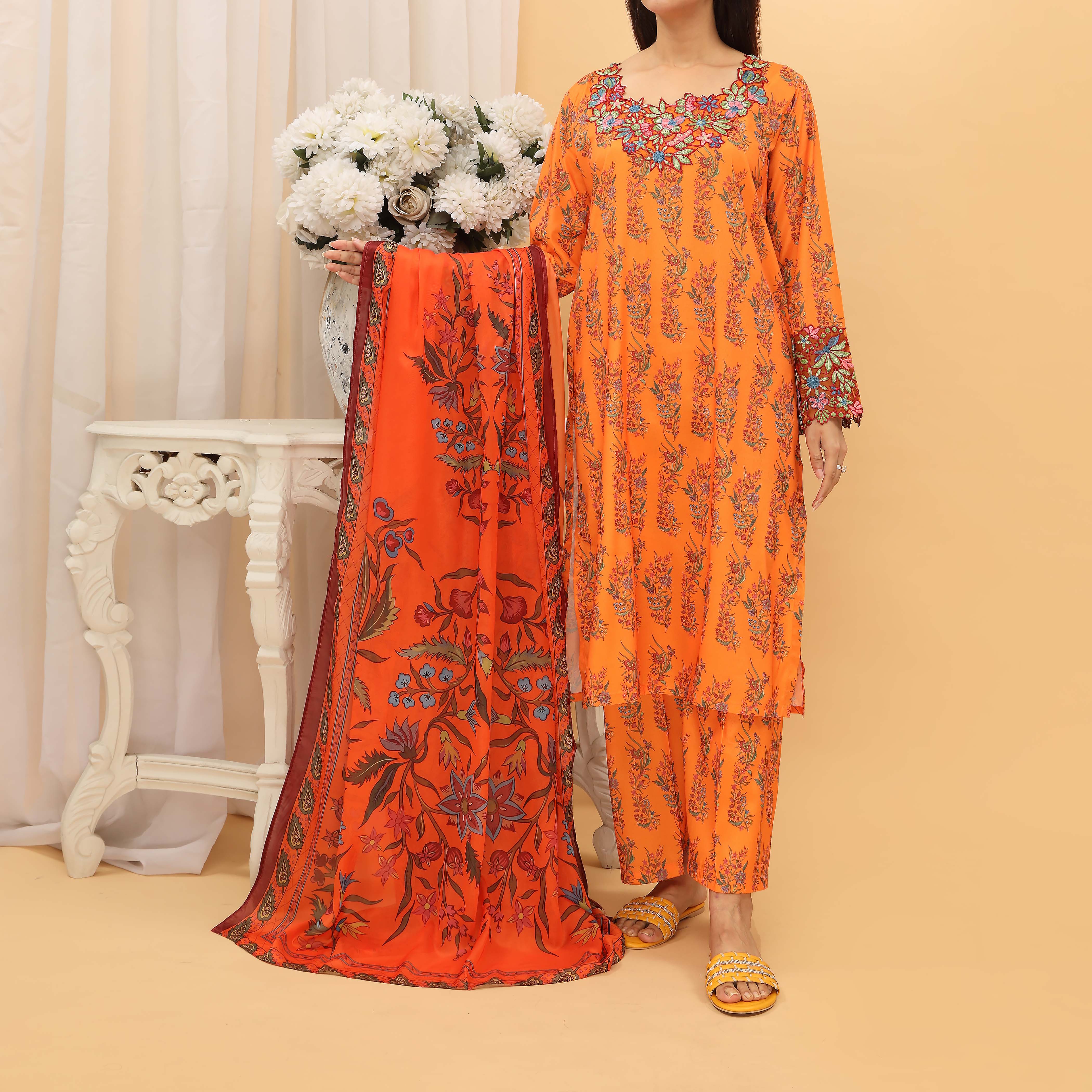 3PC- Digital Printed Gripsilk Suit PS5115