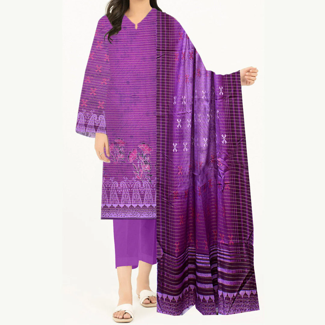 3PC- Unstitched Digital Printed Khaddar Suit PW3475