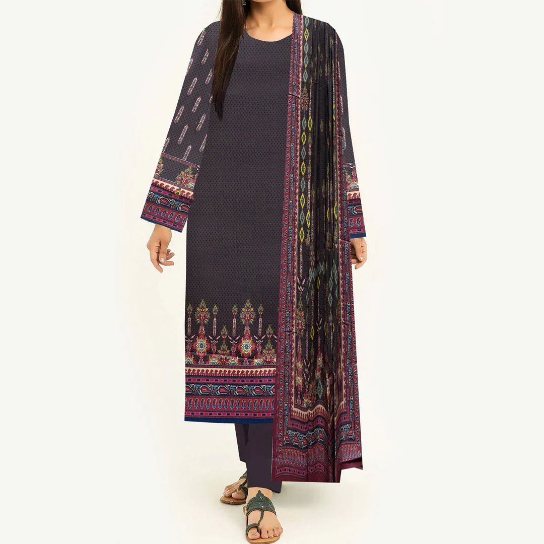 3PC- Unstitched Digital Printed Linen Suit PW3482