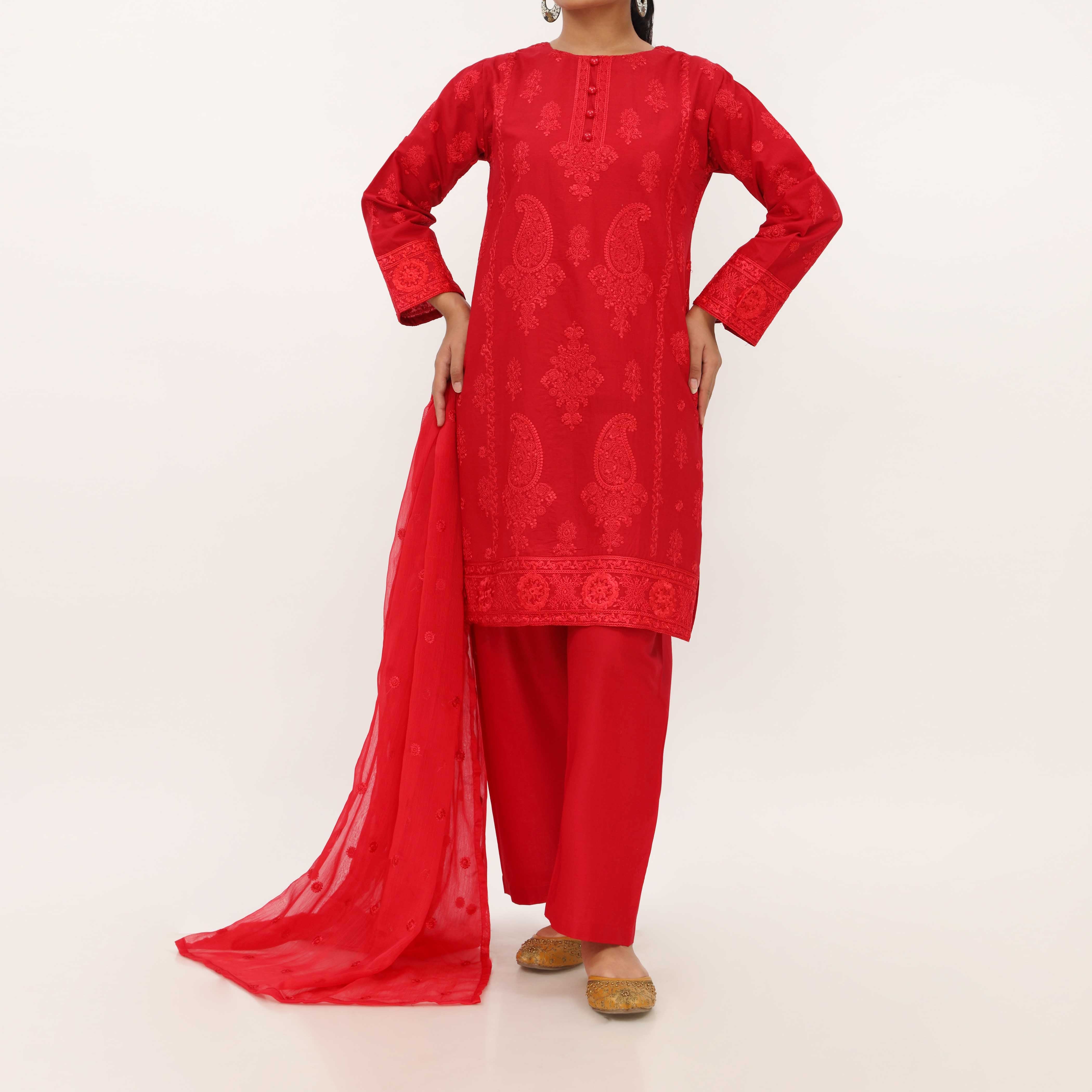 3PC- Embroidered Cambric Suit PS5265