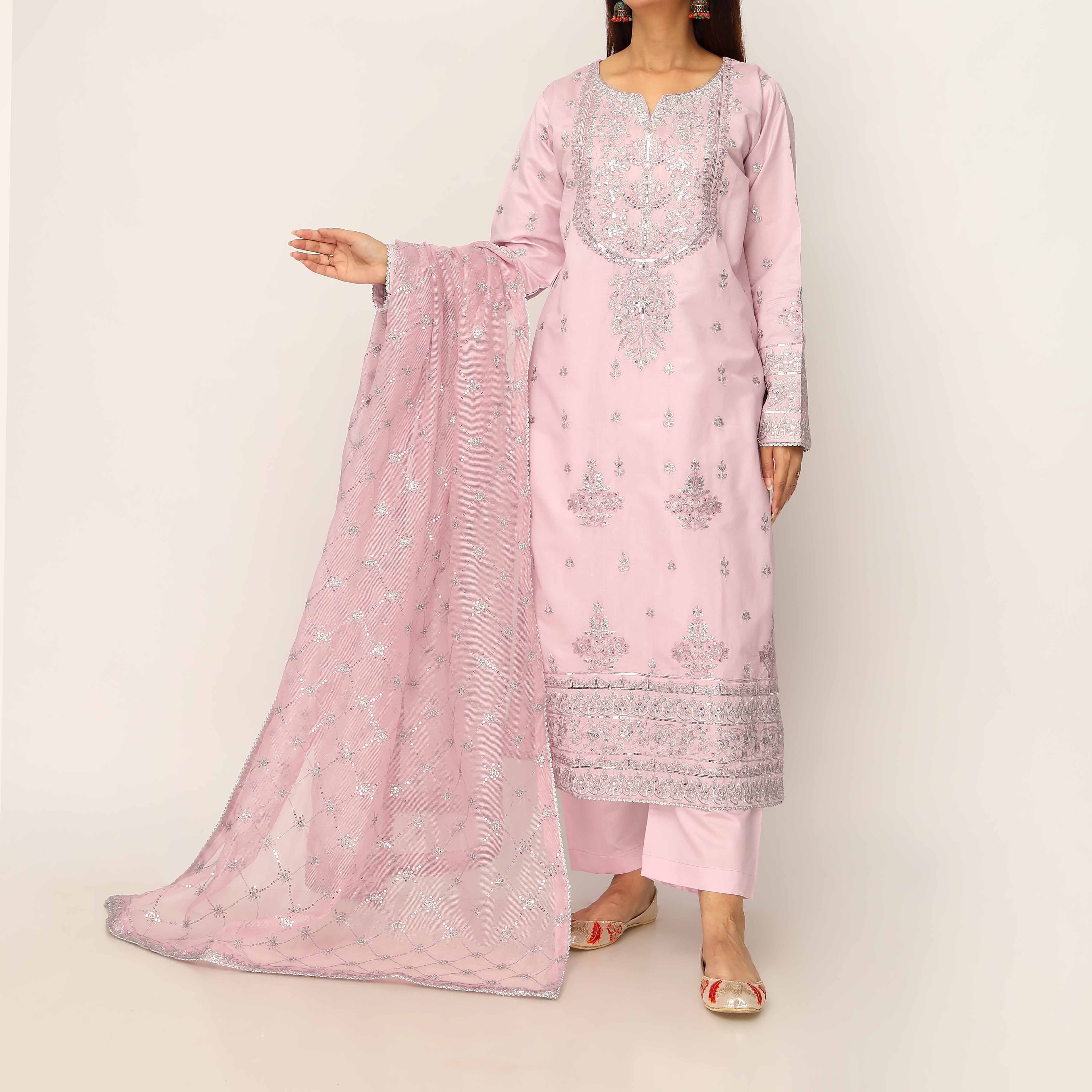 3PC- Khaddi Net Embellished Suit PF5132