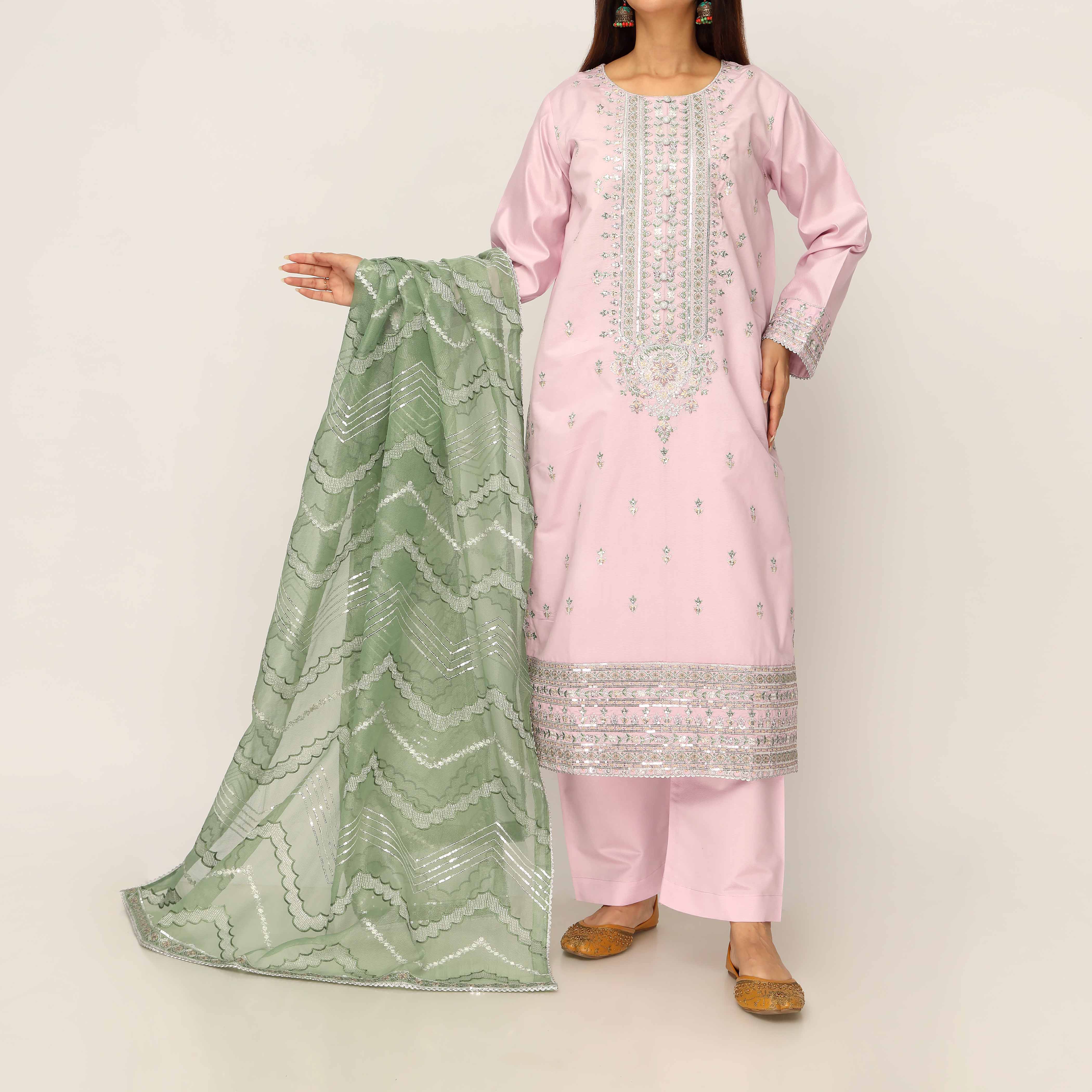 3PC- Khaddi Net Embellished Suit PF5149