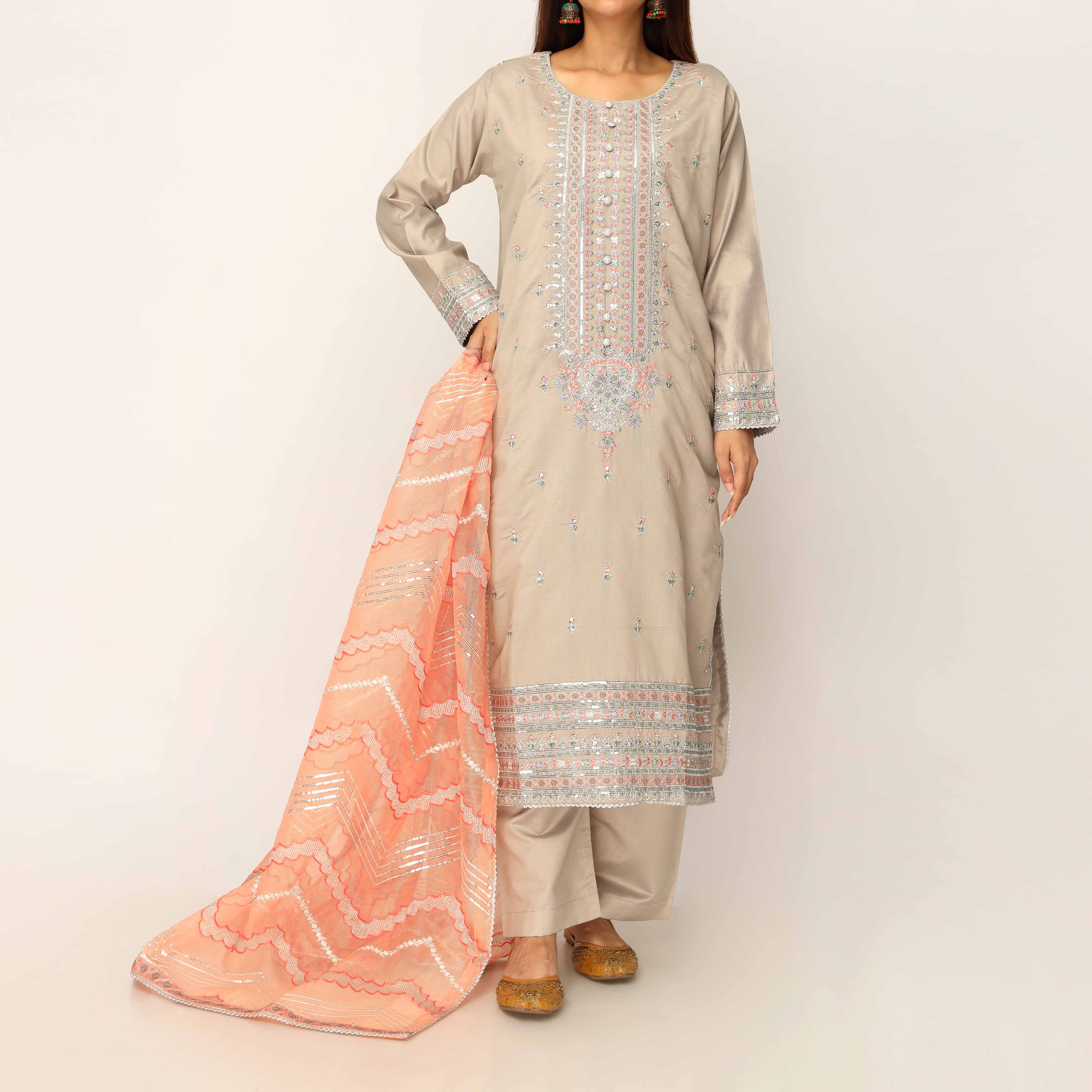 3PC- Khaddi Net Embellished Suit PF5150