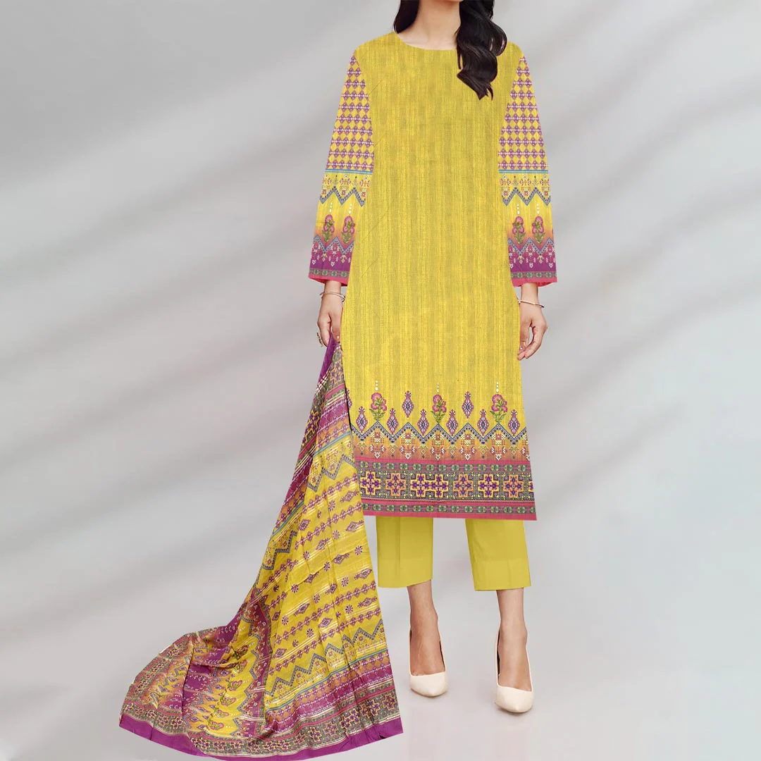 3PC- Unstitched Digital Printed Lawn Suit PW9431