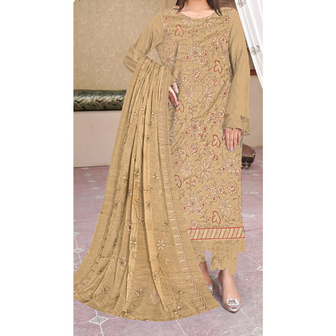 3PC- Unstitched Embroidered Lawn Suit US5399