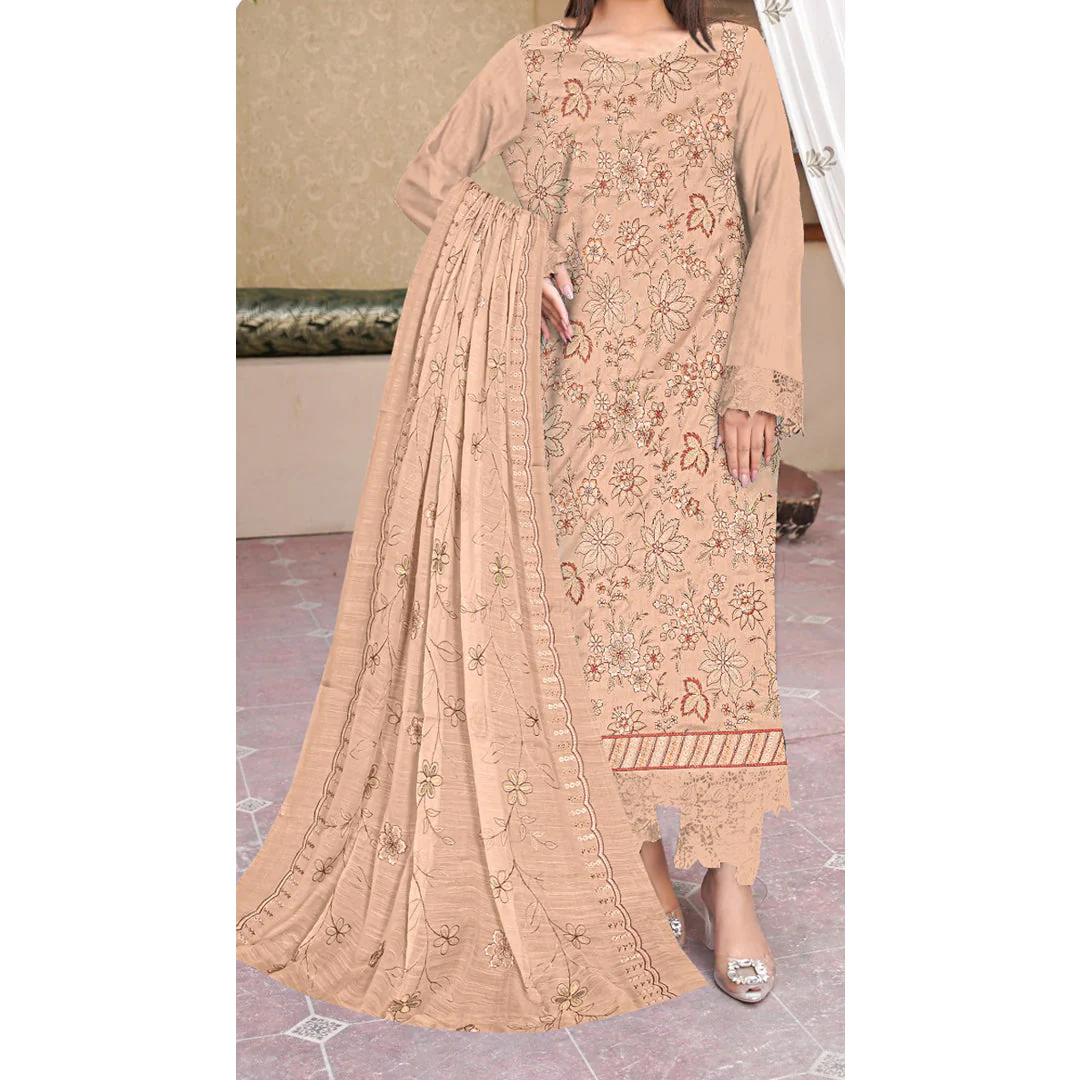 3PC- Unstitched Embroidered Lawn Suit US5404