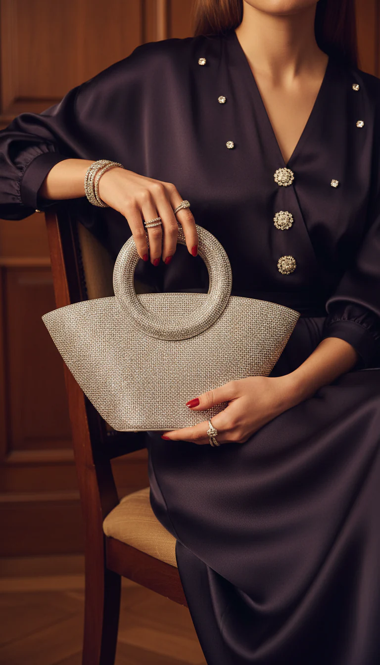 AB Silver Fancy Hand Bag P24324