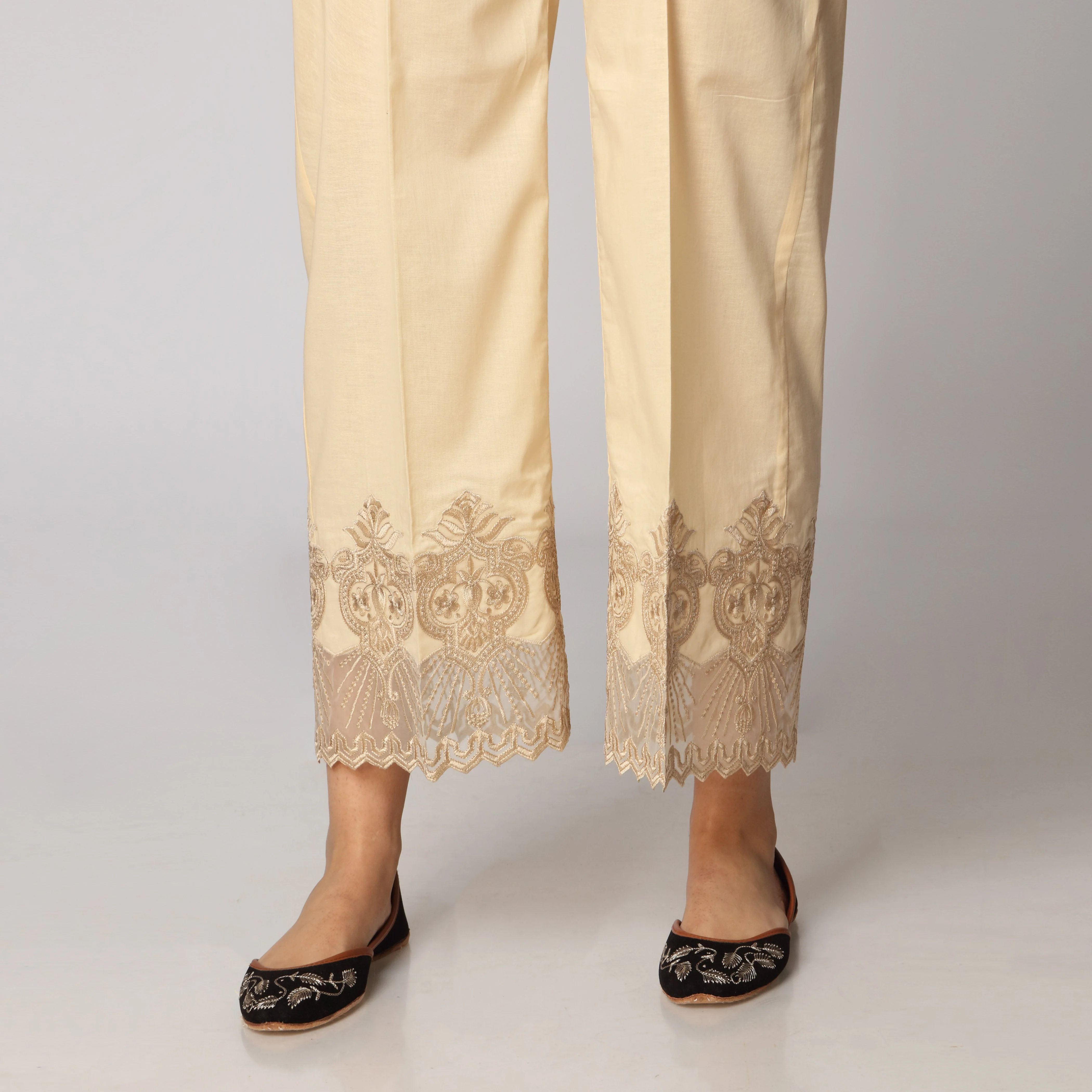 Beige Cambric Straight Fit Trouser PS3508