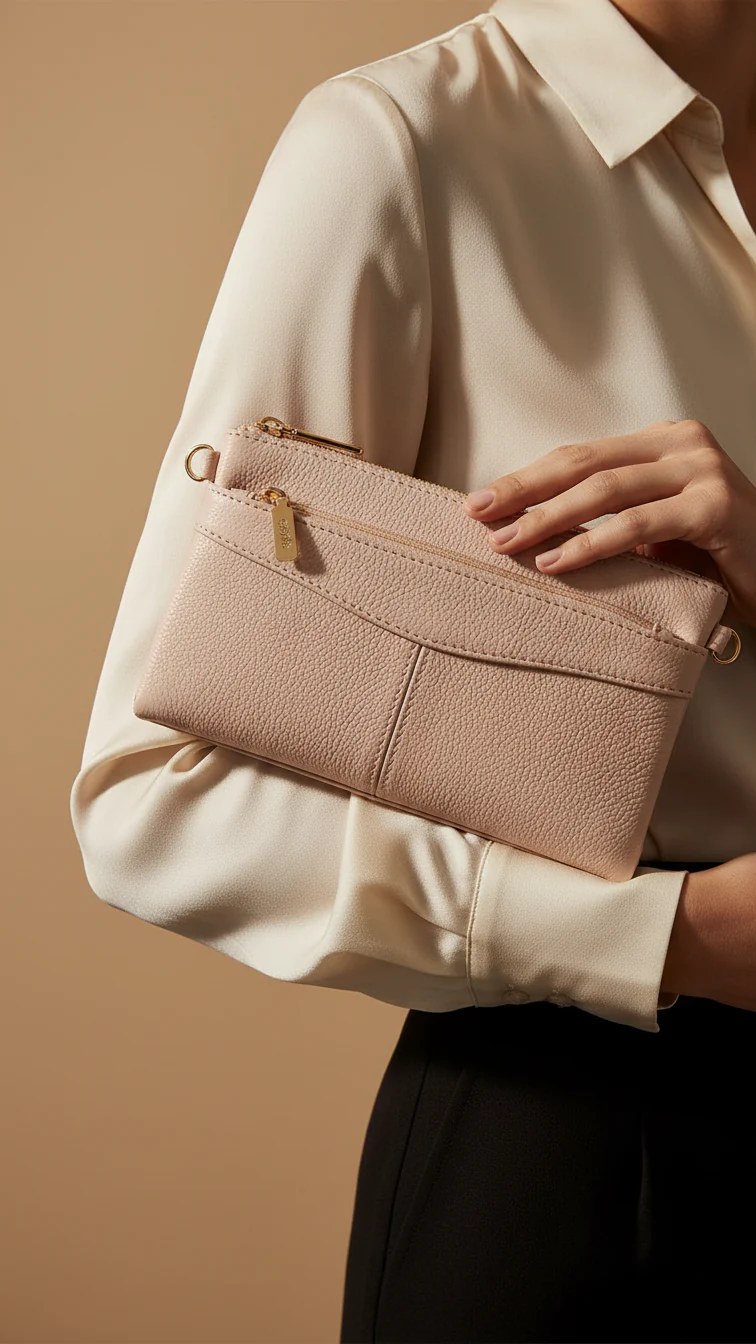 Beige Casual Pouch For Ladies P97688