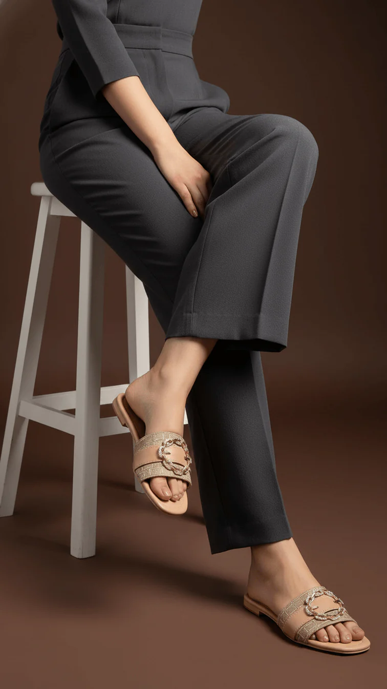 Beige Formal Slipper For Ladies FR8297