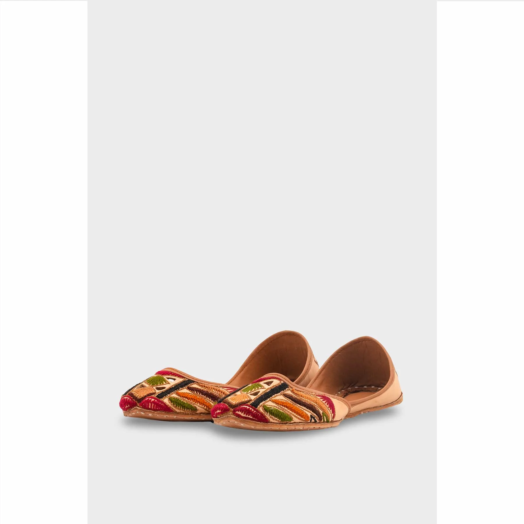 Beige Leather Khussa For Women EC8698 - Image 3