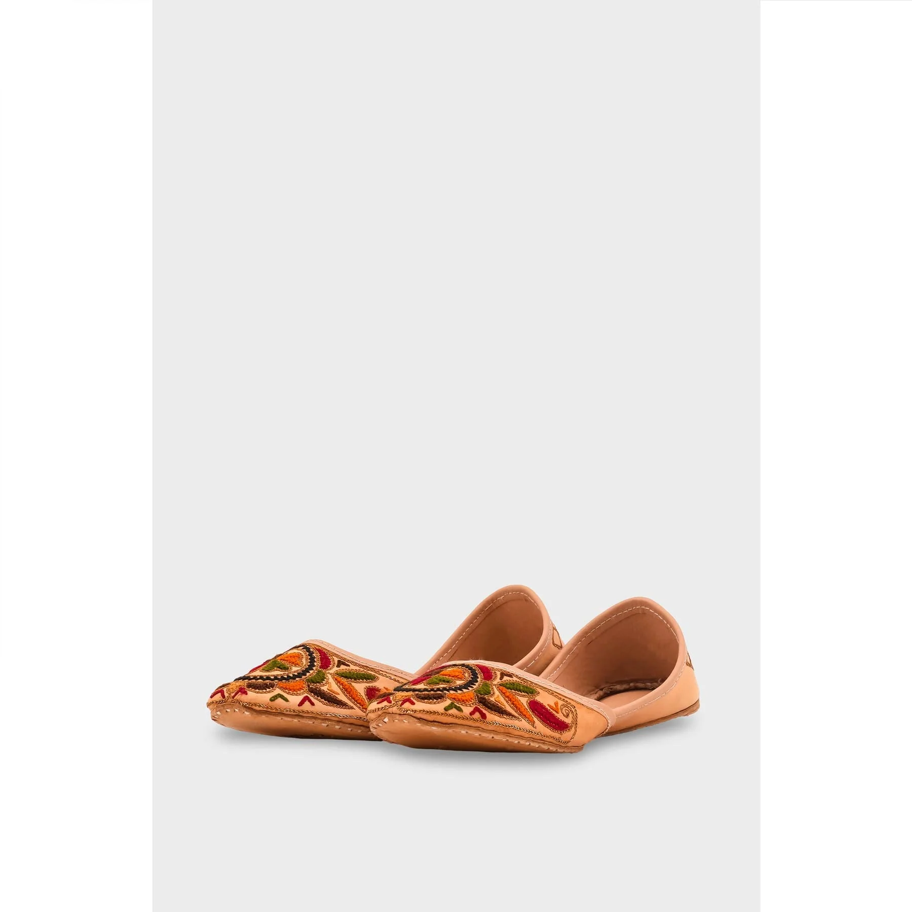 Beige Leather Khussa For Women EC8702 - Image 3