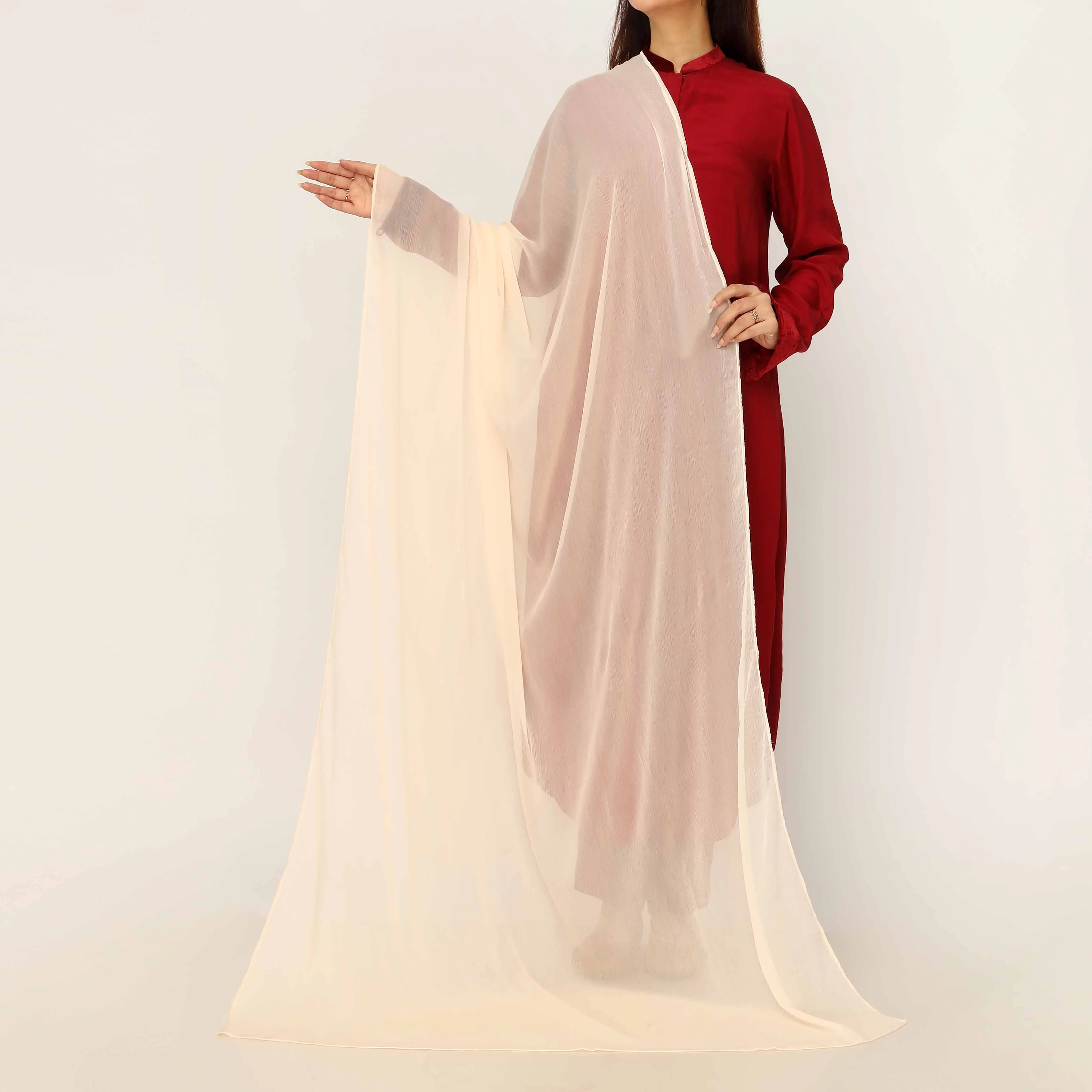 Beige Raw Silk Dupatta PD5574