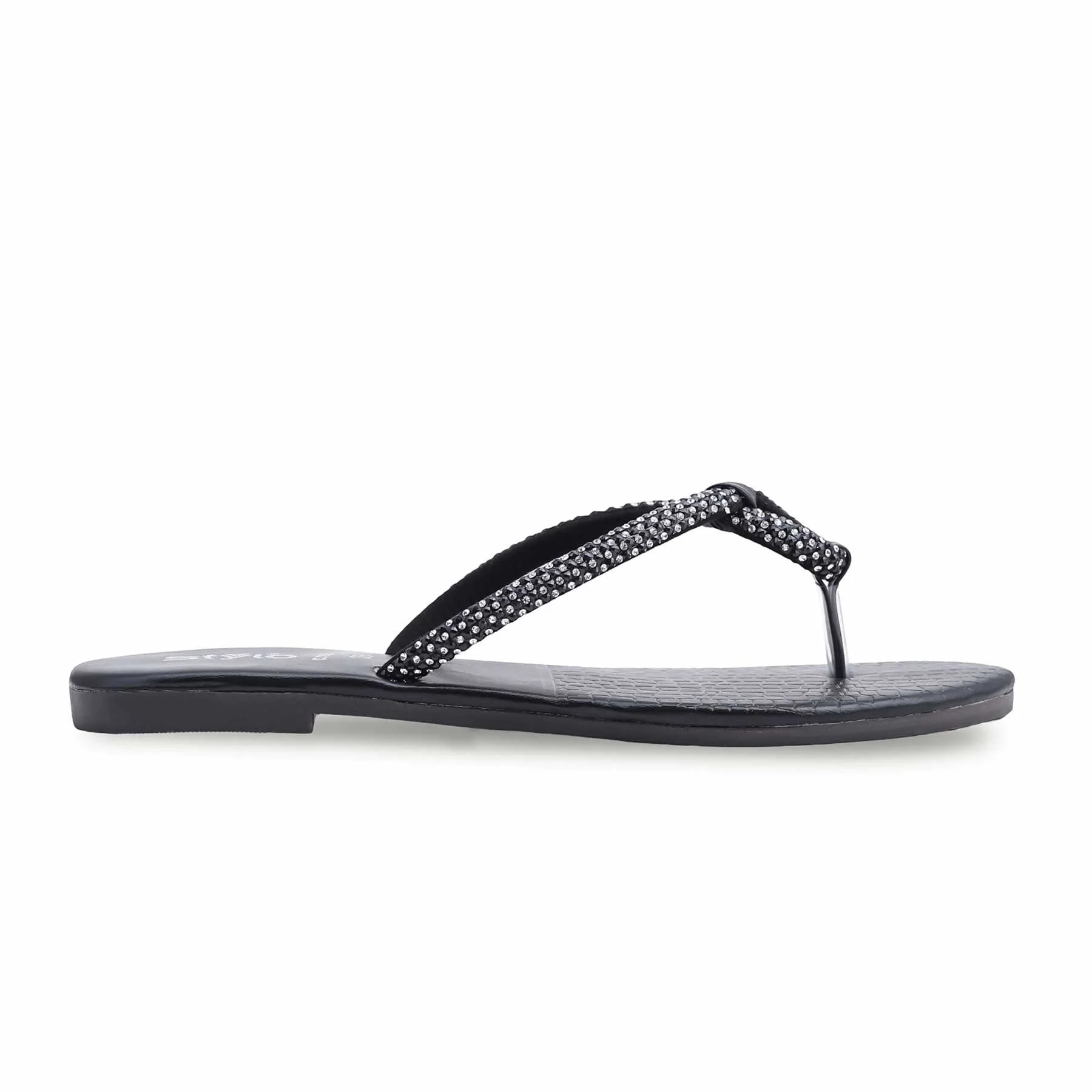 Black Casual Chappal CL1886 - Image 2