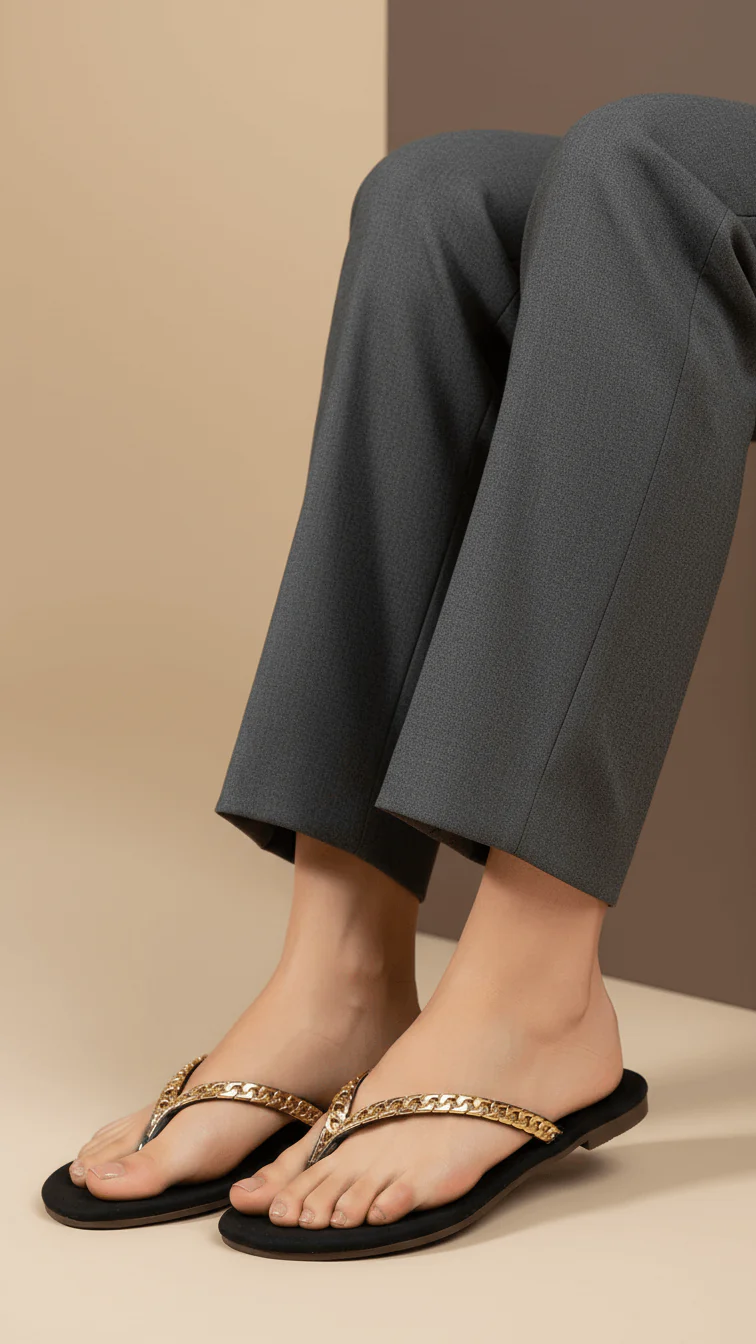 Black Casual Chappal For Women CL2119
