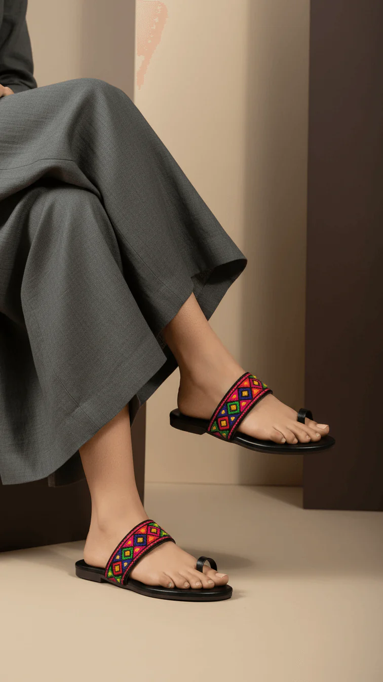 Black Casual Chappal For Women CL2134