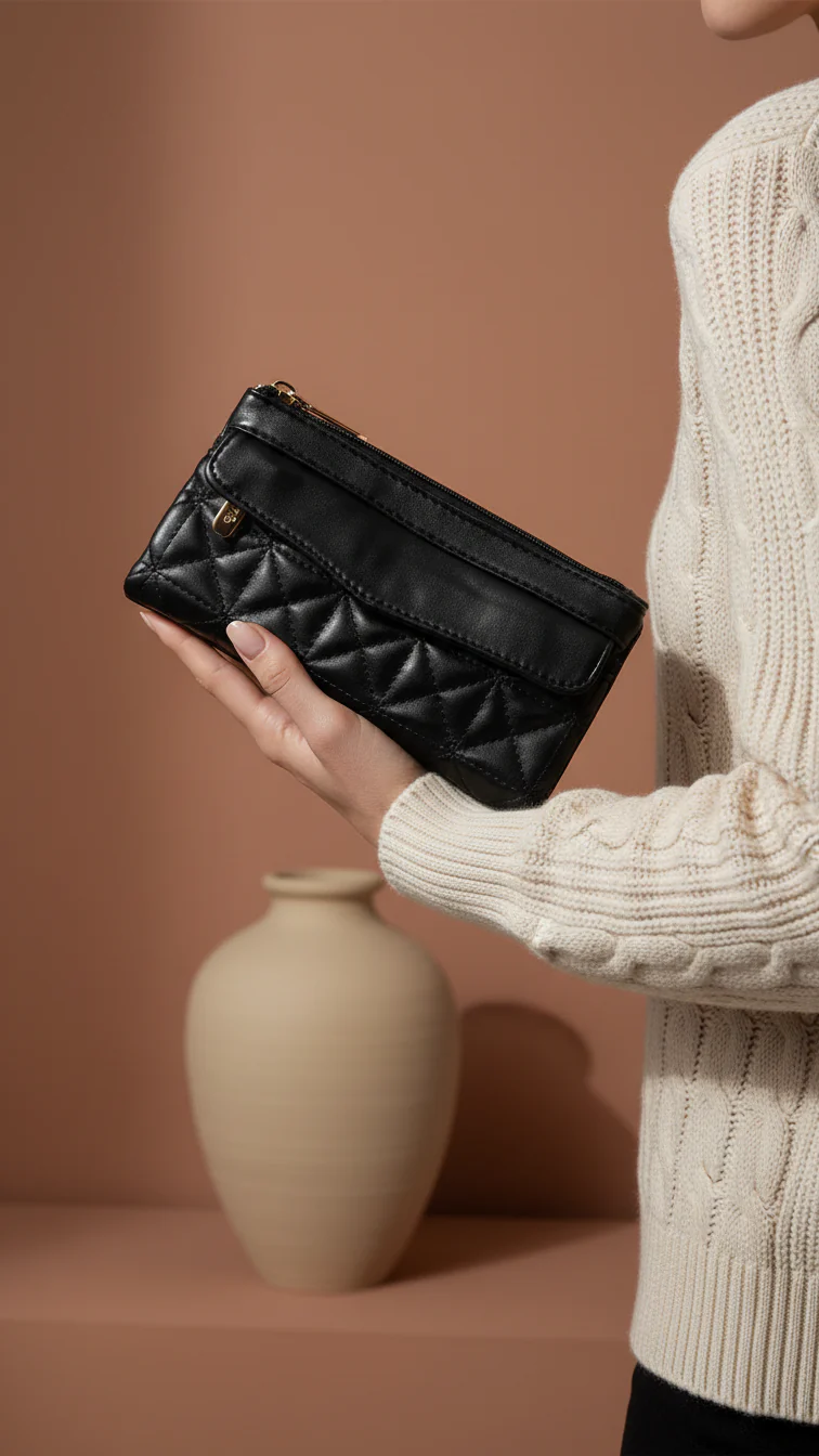 Black Casual Pouch For Ladies P97681