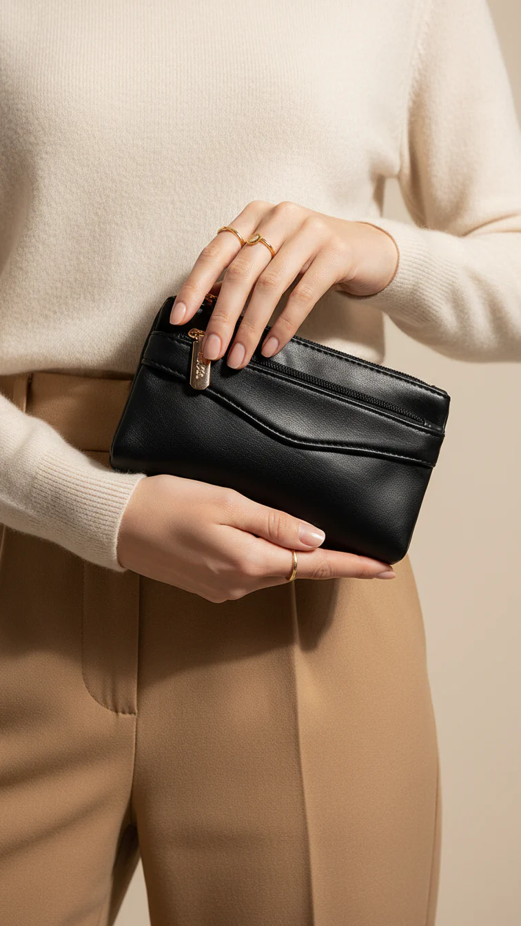 Black Casual Pouch For Ladies P97682