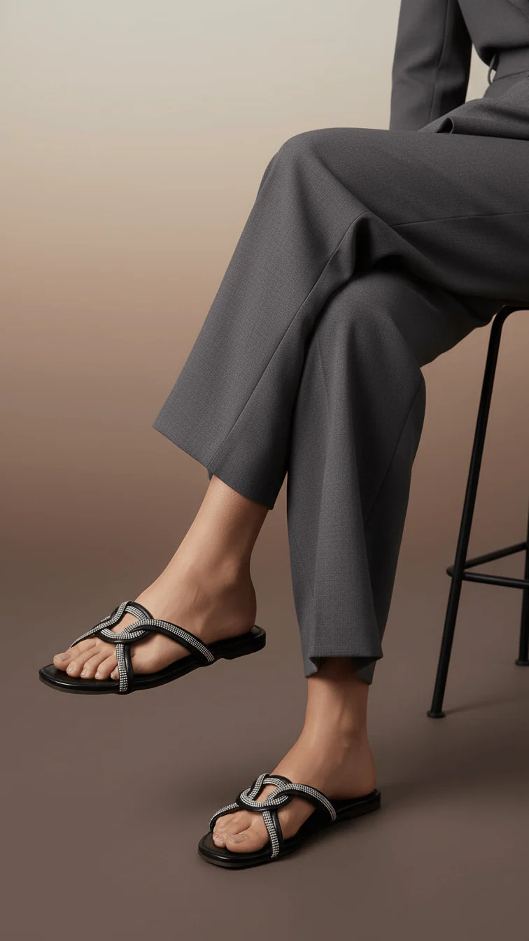 Black Casual Slipper For Ladies CL1943