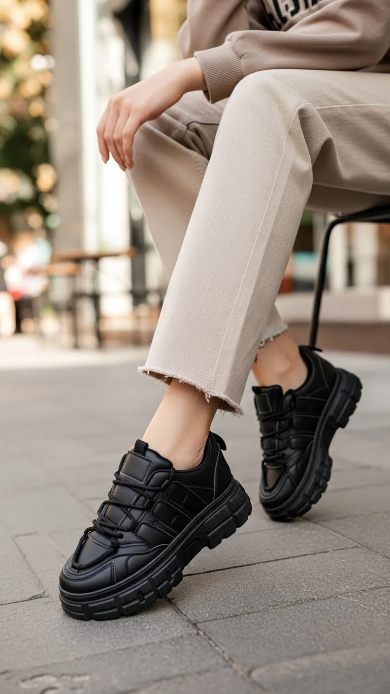 Black Casual Sneaker For Ladies AT7484