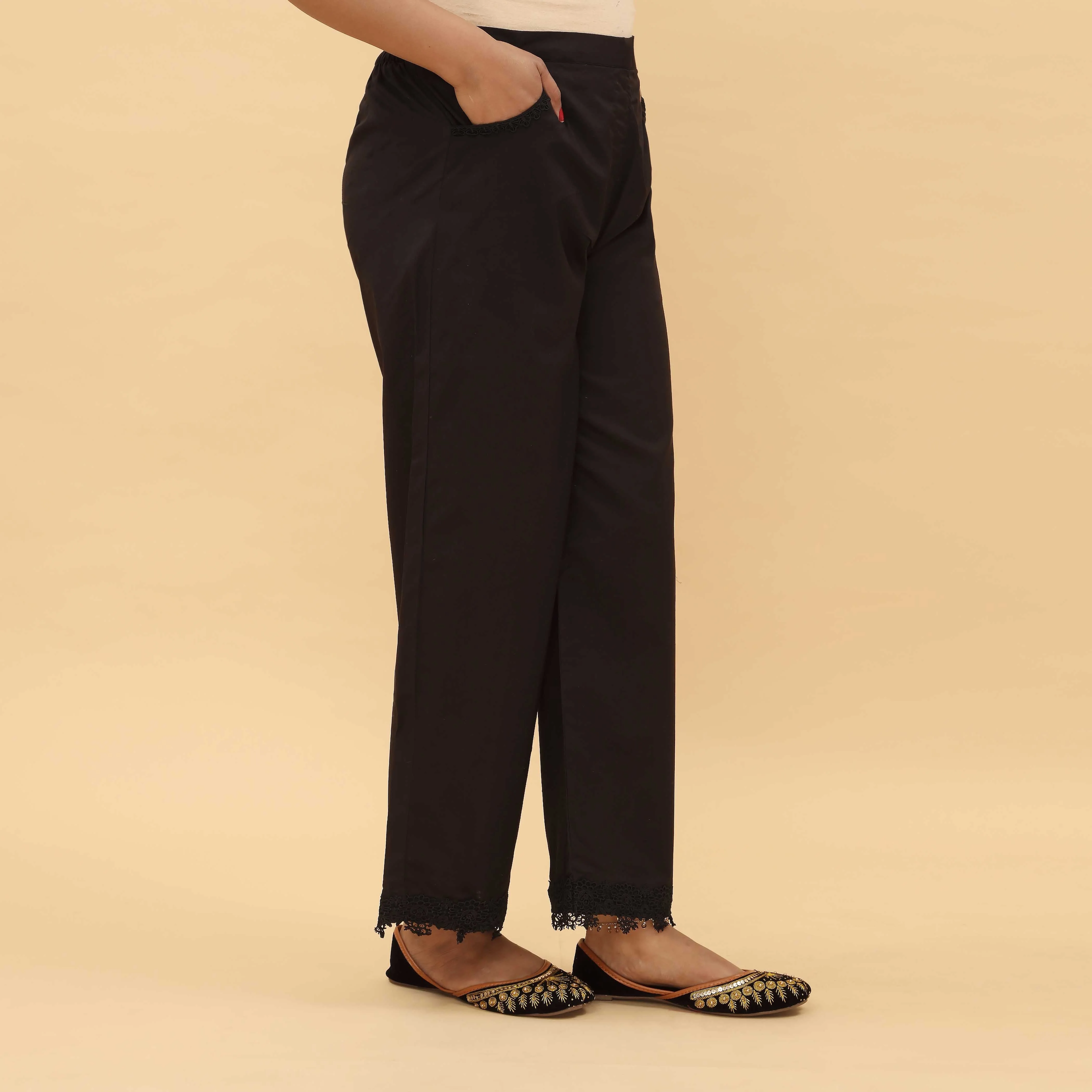 Black Cotton Cambric Trouser PL5014 - Image 2