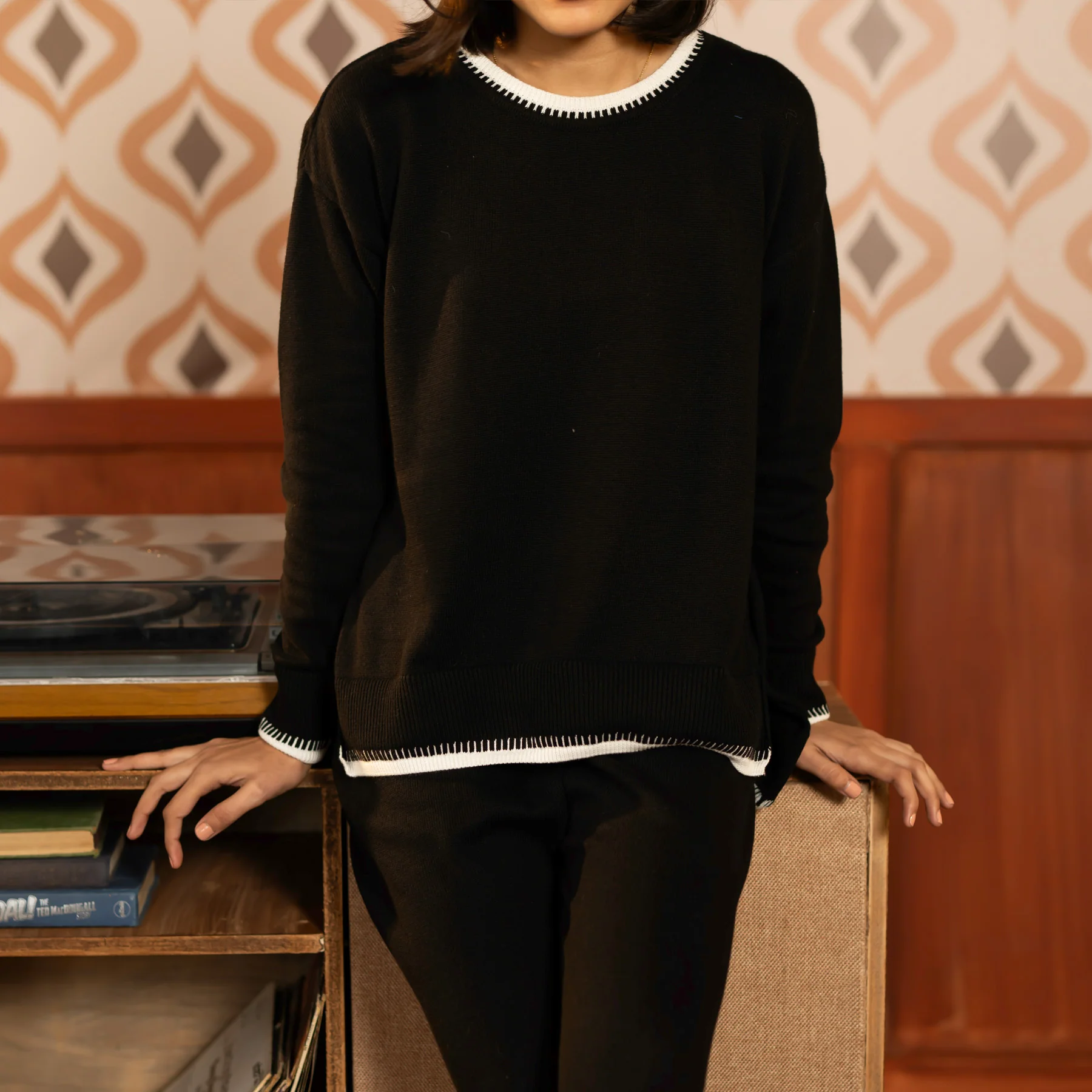 Black Cotton Co-ord Set PW4848
