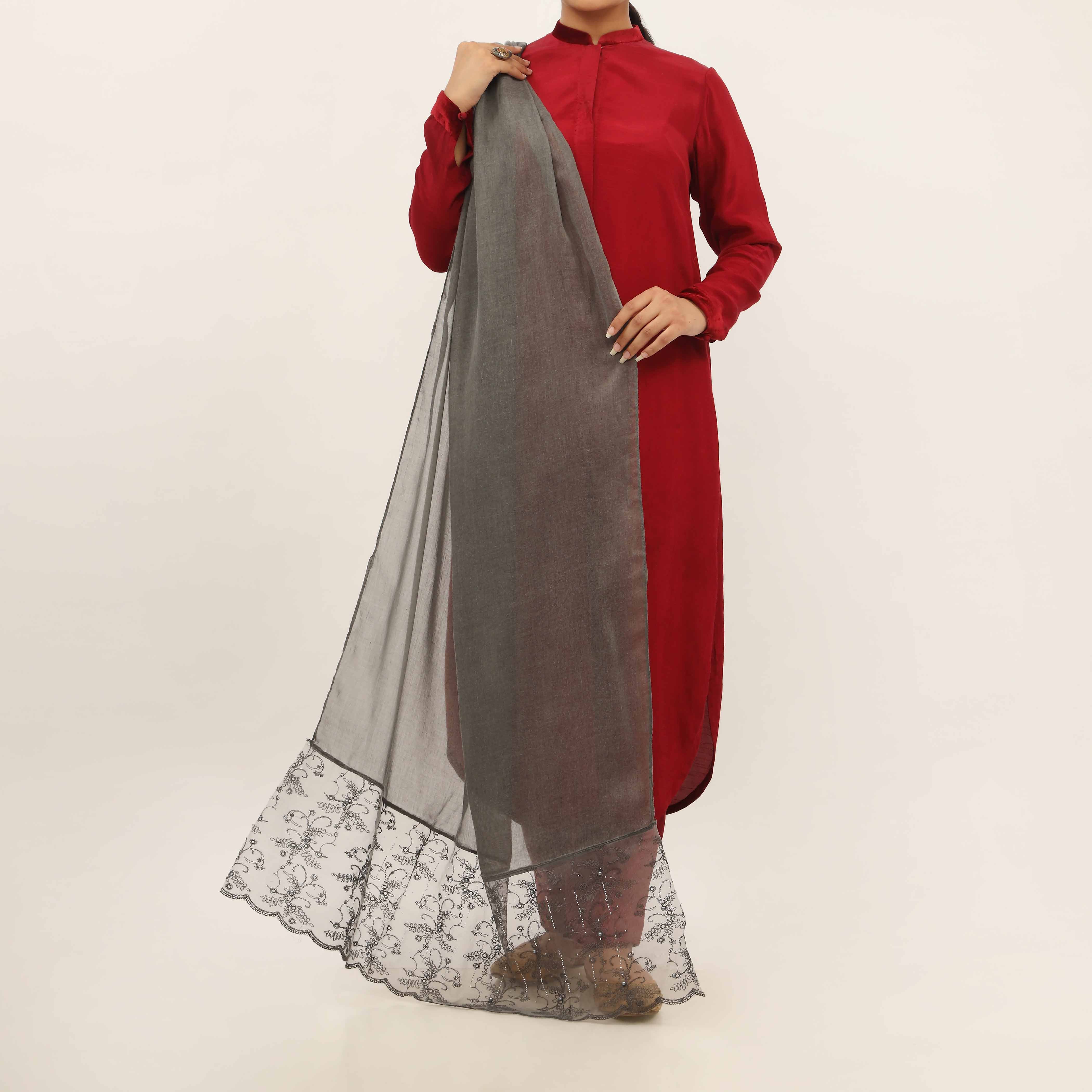 Black Embroidered Stole PD5266