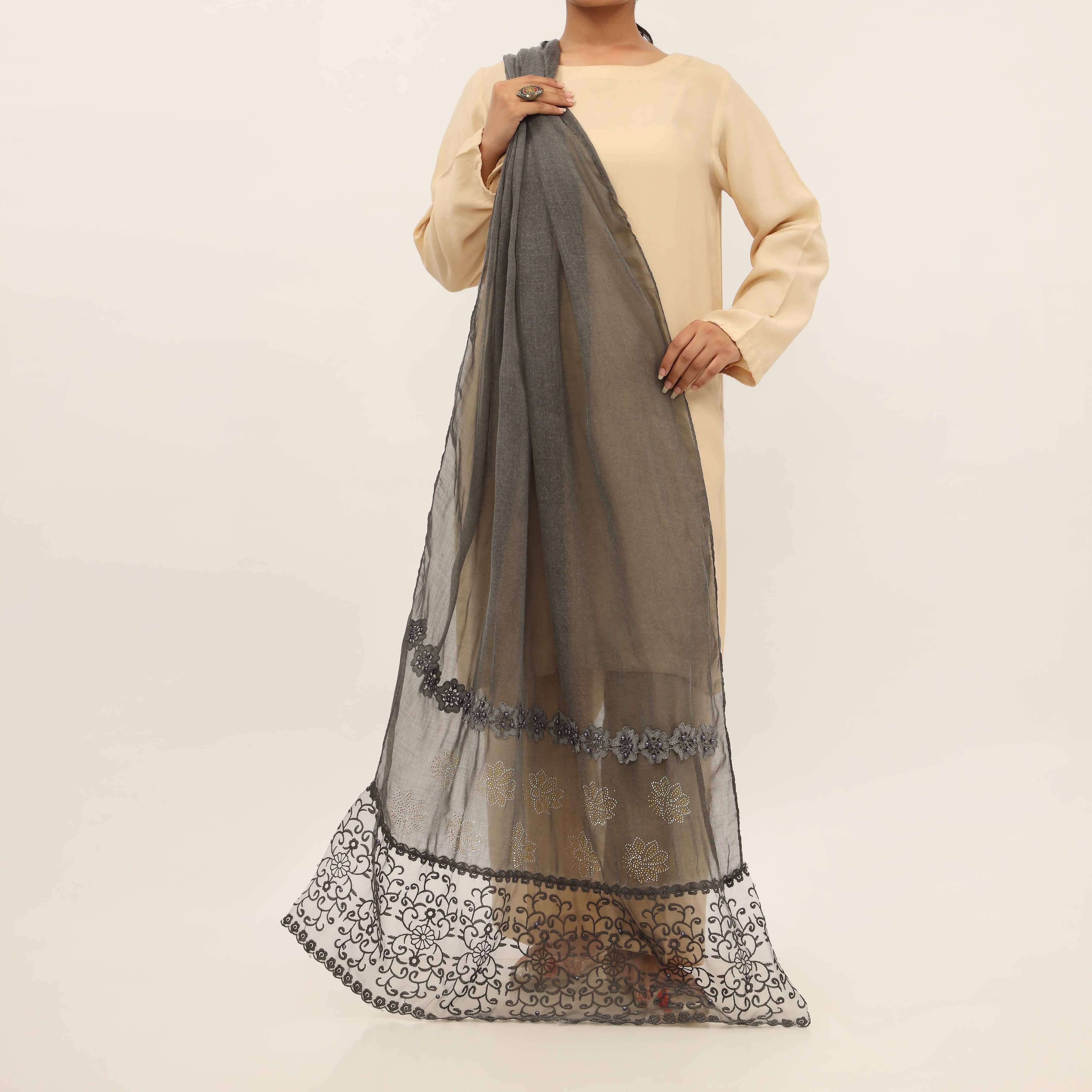 Black Embroidered Stole PD5277